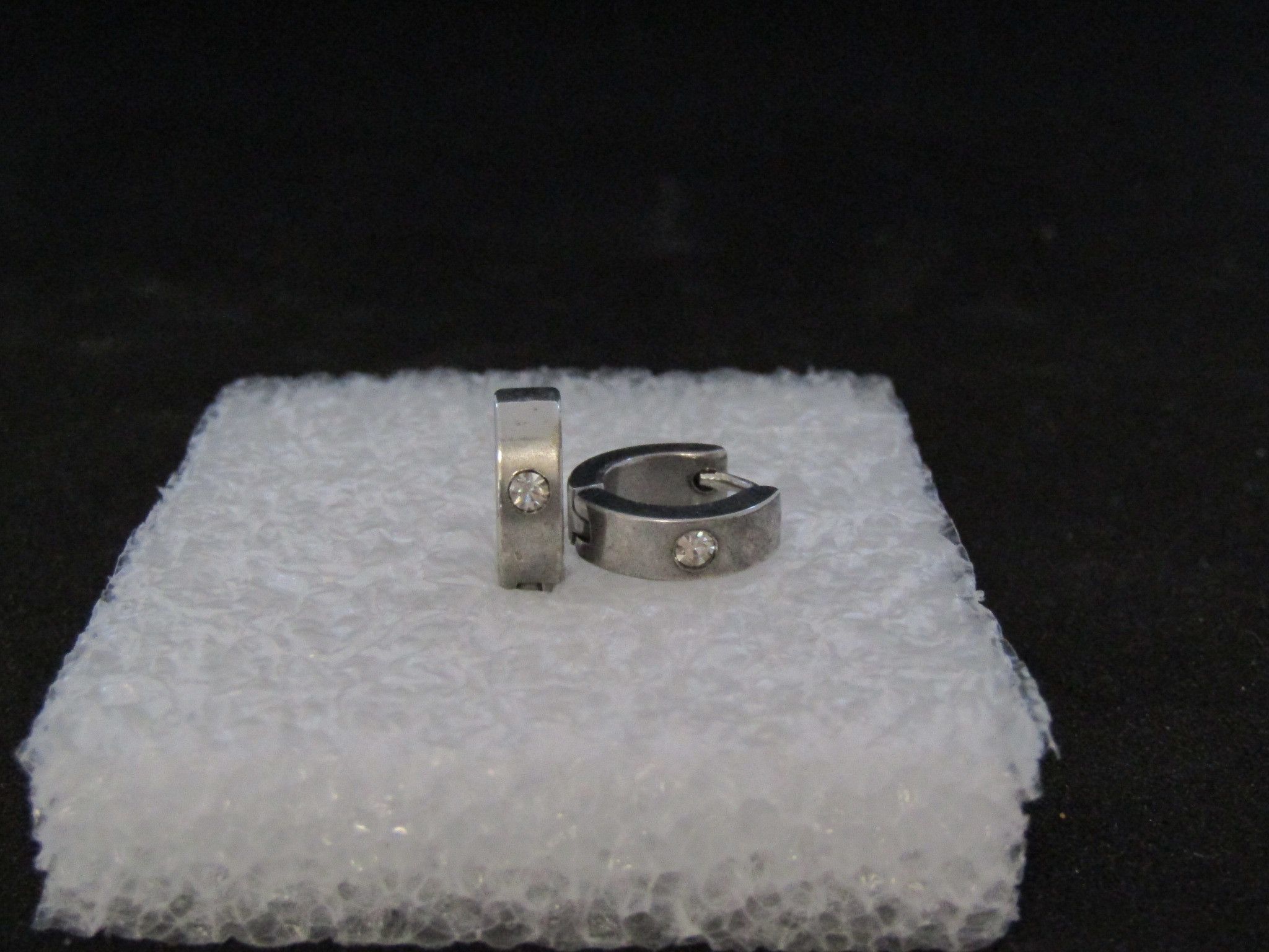 Cz Stainless Steel Hoop Earrings