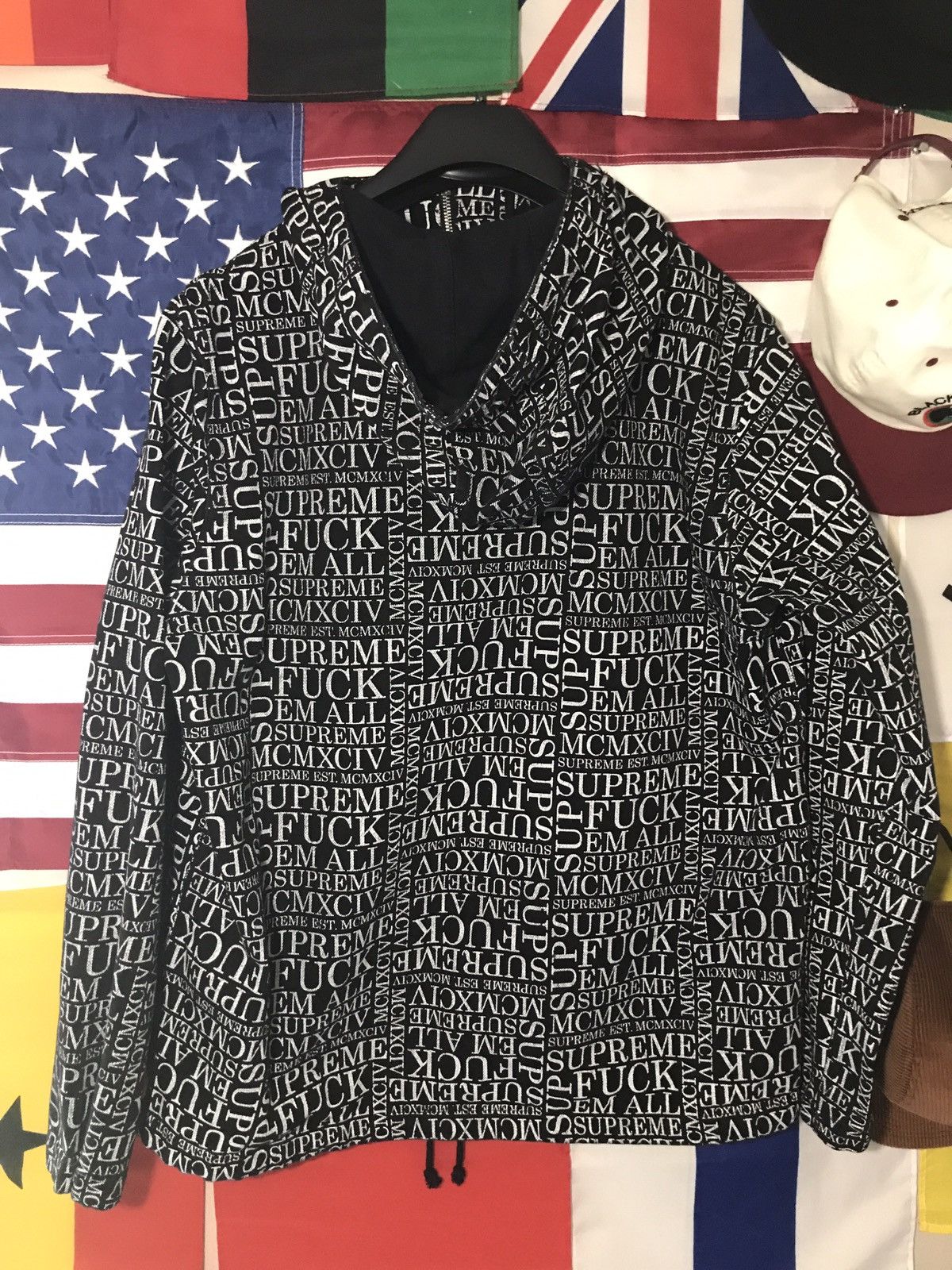 Supreme Fuck 'Em All Denim Hooded Pullover (FW15)