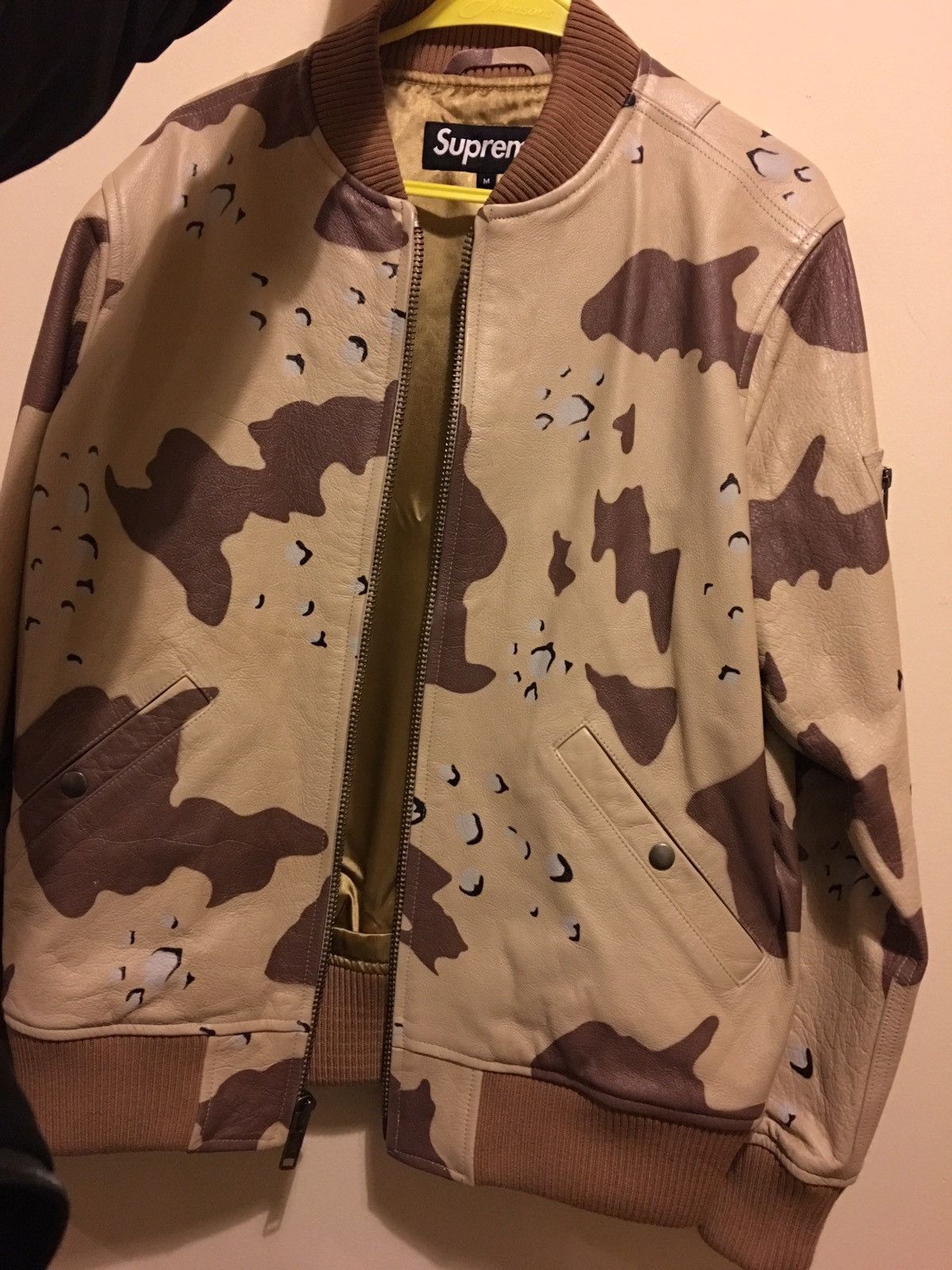 Supreme Leather Desert Camo MA-1 Jacket | Grailed