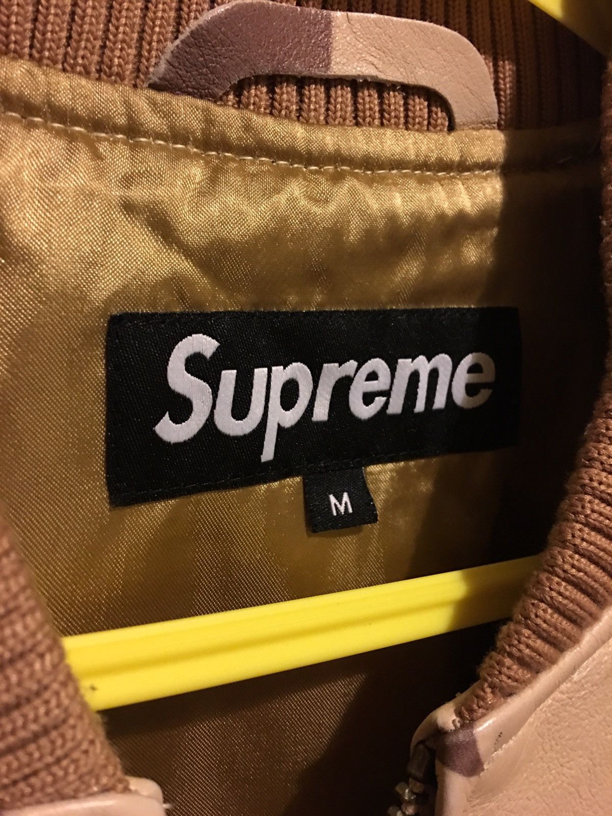 Supreme Leather Desert Camo MA-1 Jacket | Grailed