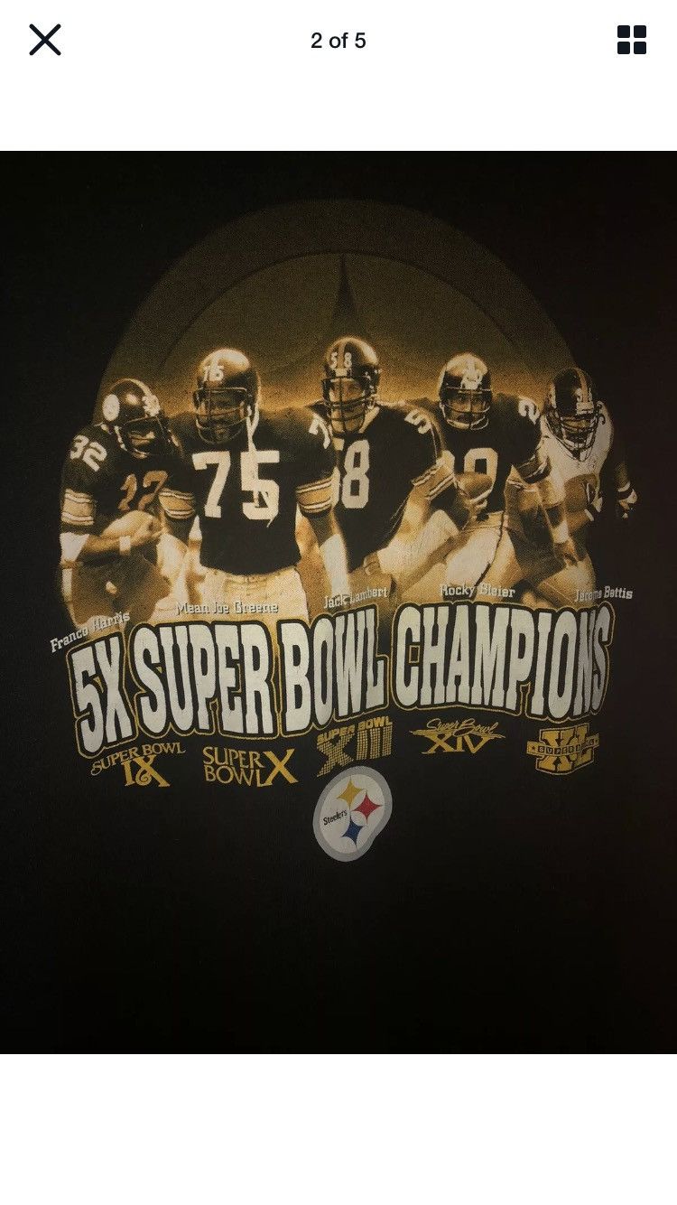 NFL × Reebok × Vintage Vintage Steeler 5x Super Bowl Champions Tshirt Size US L / EU 52-54 / 3 - 2 Thumbnail