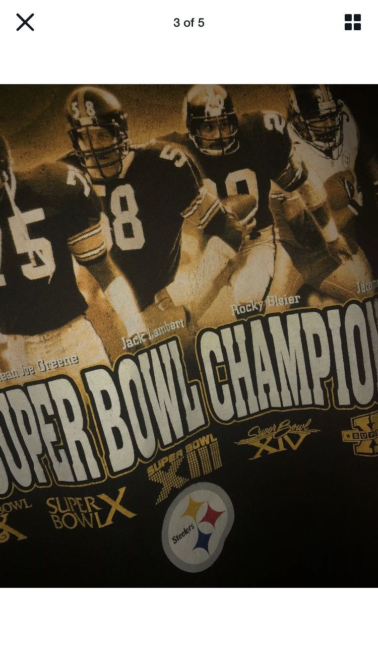 NFL × Reebok × Vintage Vintage Steeler 5x Super Bowl Champions Tshirt Size US L / EU 52-54 / 3 - 3 Thumbnail