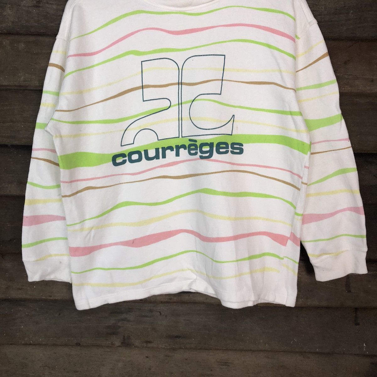 Courreges DLL Courreges vintage zebra stripe White Sweatshirt #2075 Size US M / EU 48-50 / 2 - 3 Thumbnail
