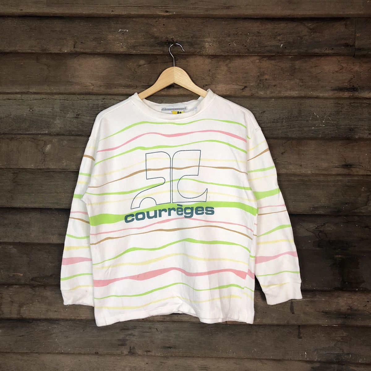 Courreges DLL Courreges vintage zebra stripe White Sweatshirt #2075 Size US M / EU 48-50 / 2 - 1 Thumbnail