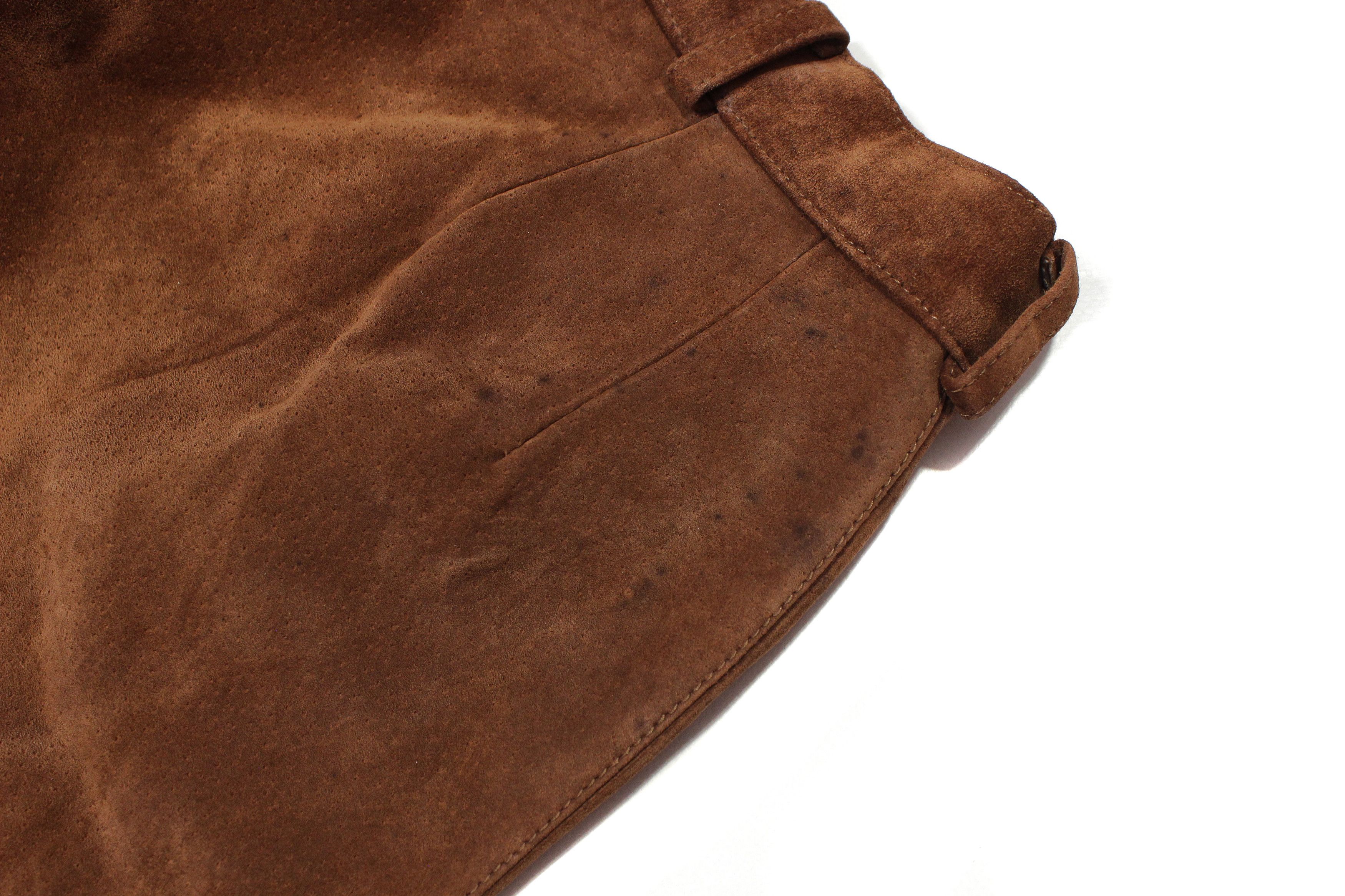 Saint Laurent Paris Rive Gauche 90S Pork Suede Leather Pants Vintage Size 28" / US 6 / IT 42 - 5 Thumbnail