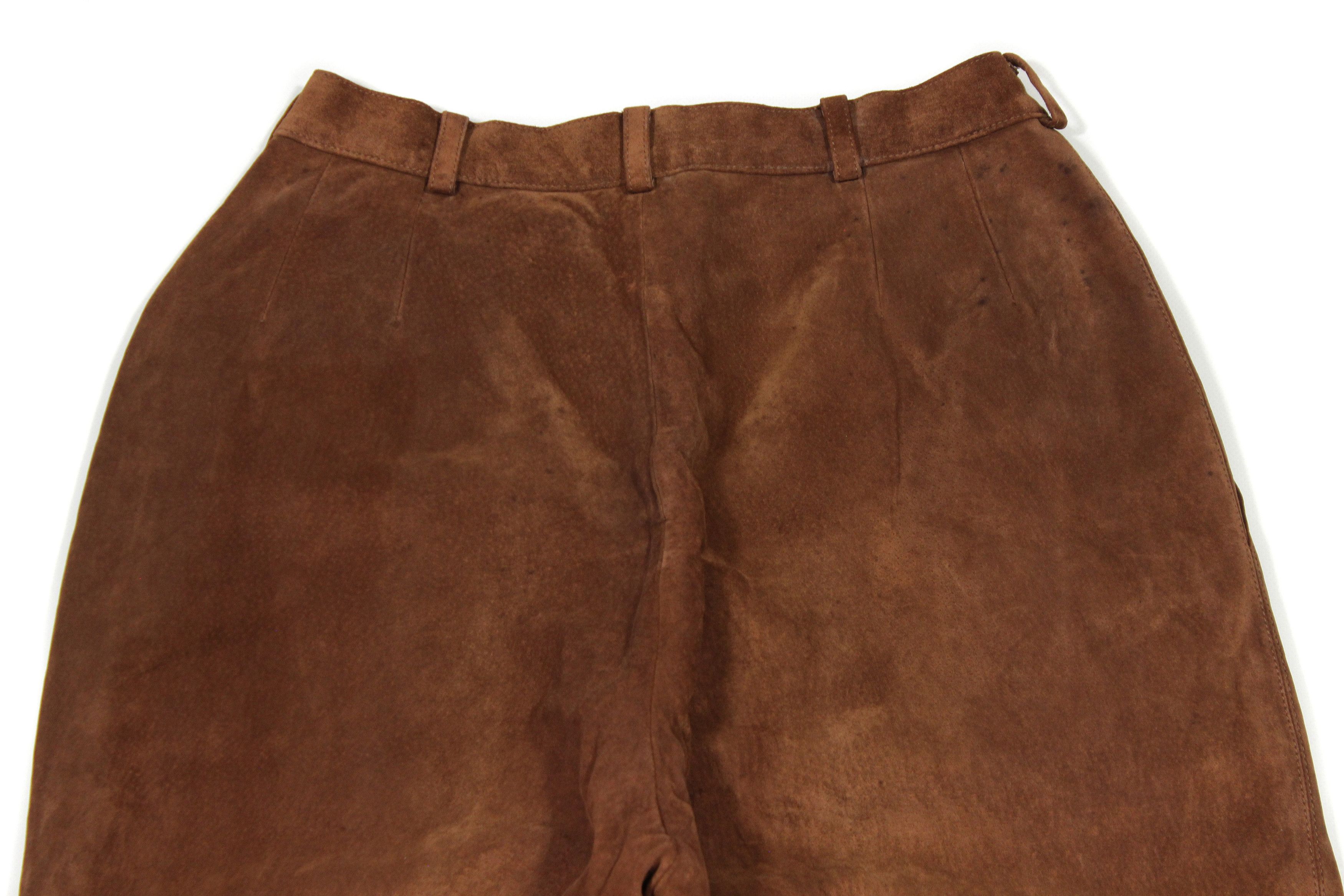 Saint Laurent Paris Rive Gauche 90S Pork Suede Leather Pants Vintage Size 28" / US 6 / IT 42 - 4 Thumbnail