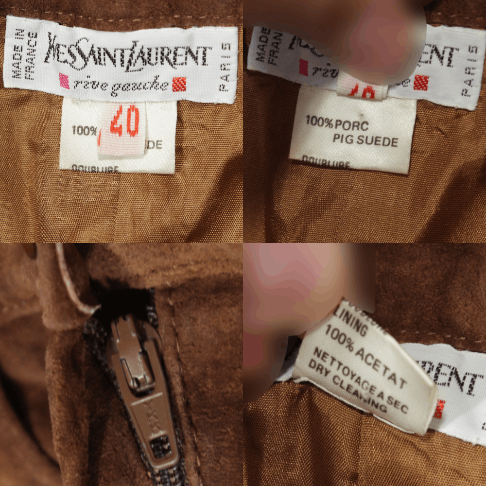 Saint Laurent Paris Rive Gauche 90S Pork Suede Leather Pants Vintage Size 28" / US 6 / IT 42 - 7 Thumbnail