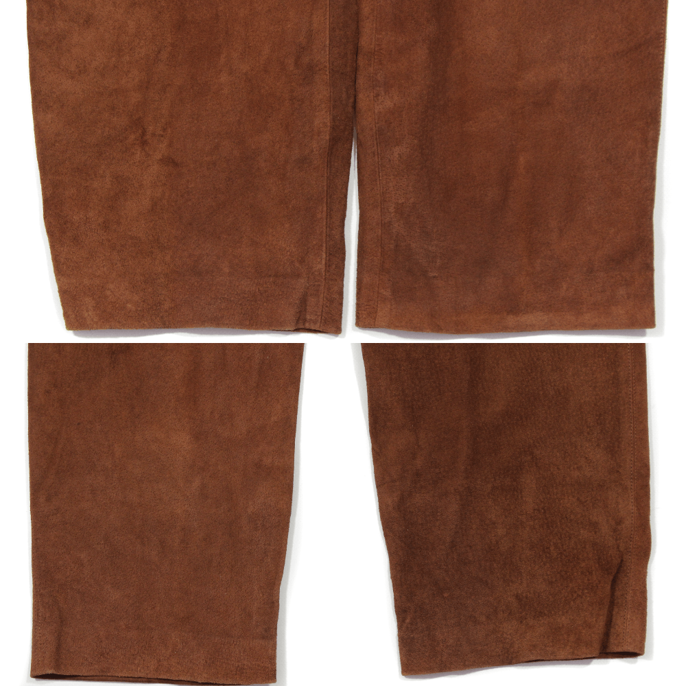 Saint Laurent Paris Rive Gauche 90S Pork Suede Leather Pants Vintage Size 28" / US 6 / IT 42 - 6 Thumbnail