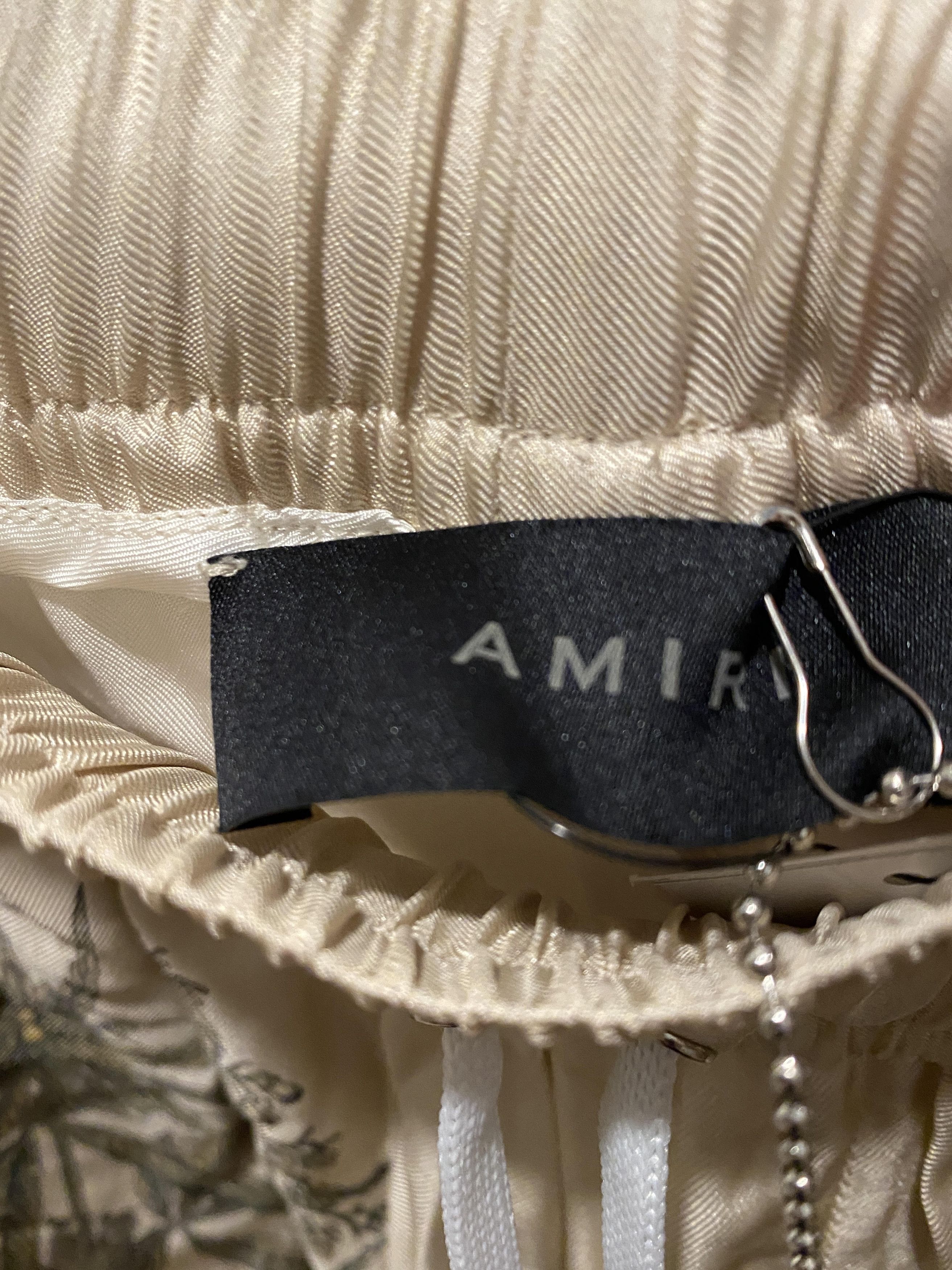 Amiri AMIRI Botanical Leaves Drawstring Silk Shorts Cream bermuda Size US 30 / EU 46 - 5 Thumbnail