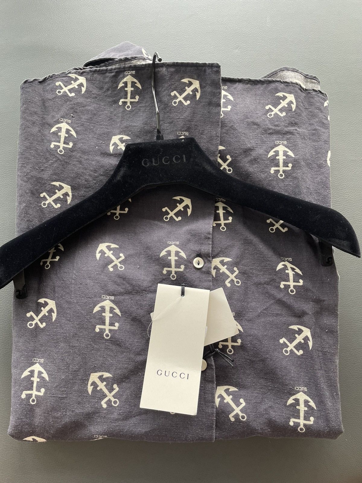 Gucci Brand New Super Runway Gucci Logo Anchors Bowling Shirt Size US L / EU 52-54 / 3 - 11 Thumbnail