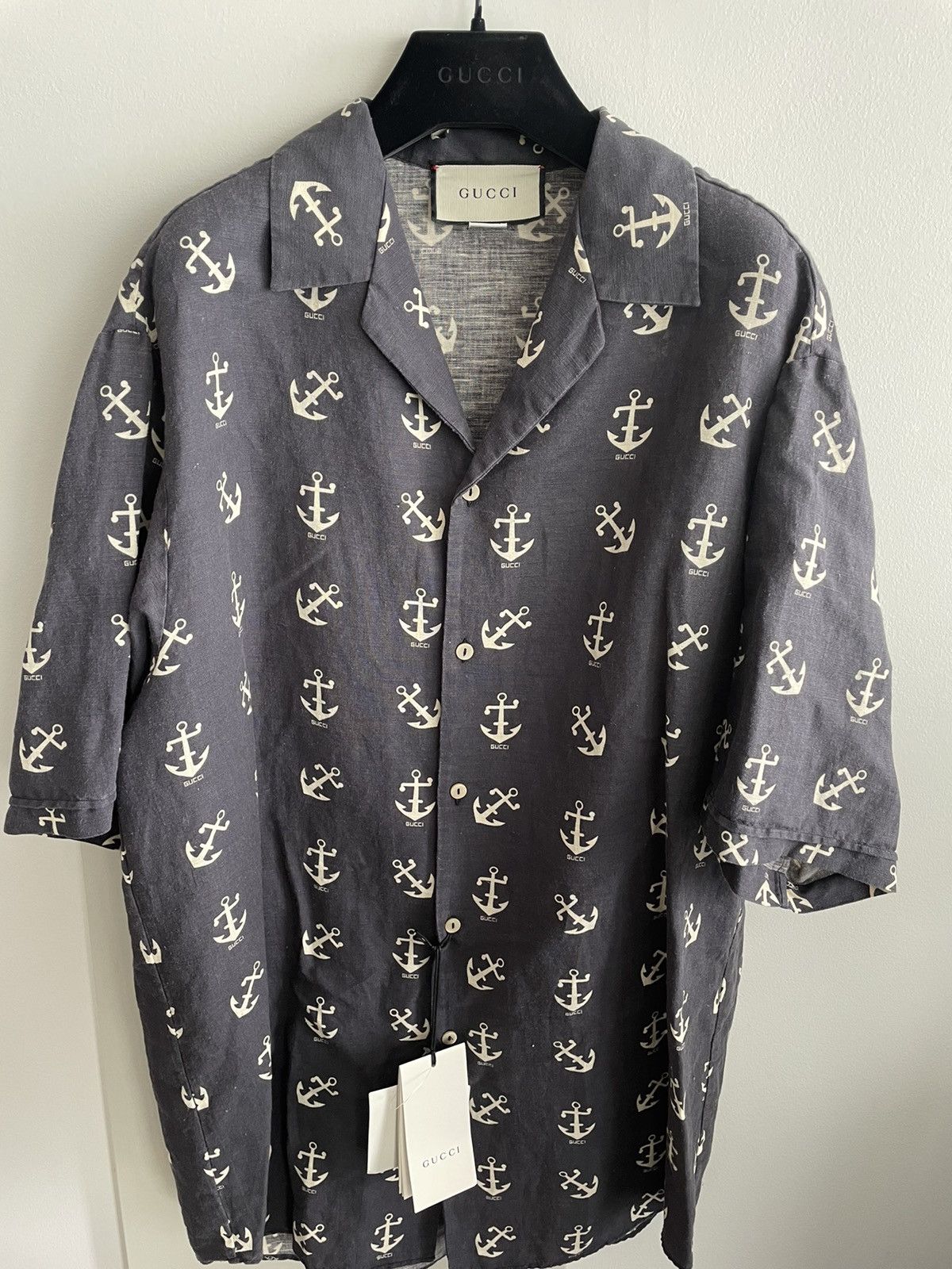 Gucci Brand New Super Runway Gucci Logo Anchors Bowling Shirt Size US L / EU 52-54 / 3 - 2 Thumbnail