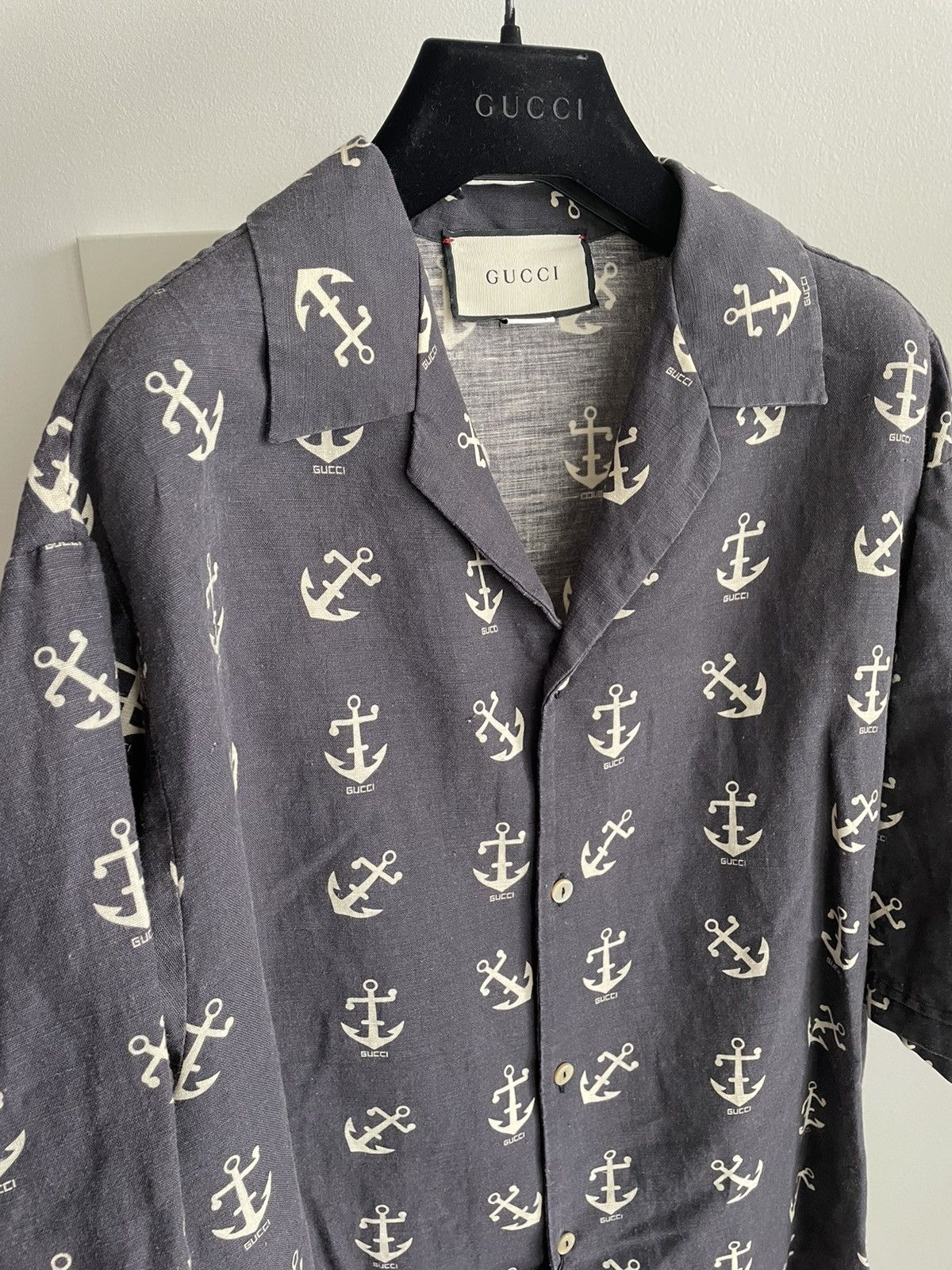 Gucci Brand New Super Runway Gucci Logo Anchors Bowling Shirt Size US L / EU 52-54 / 3 - 18 Thumbnail