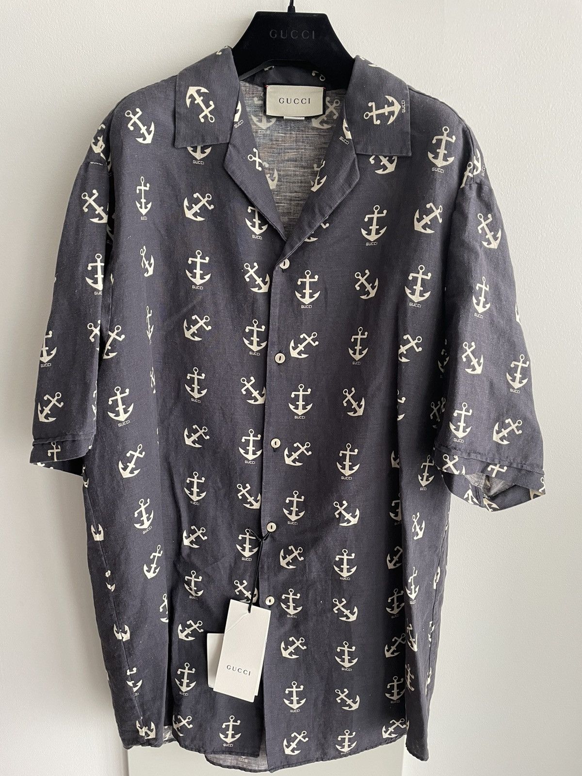Gucci Brand New Super Runway Gucci Logo Anchors Bowling Shirt Size US L / EU 52-54 / 3 - 17 Thumbnail