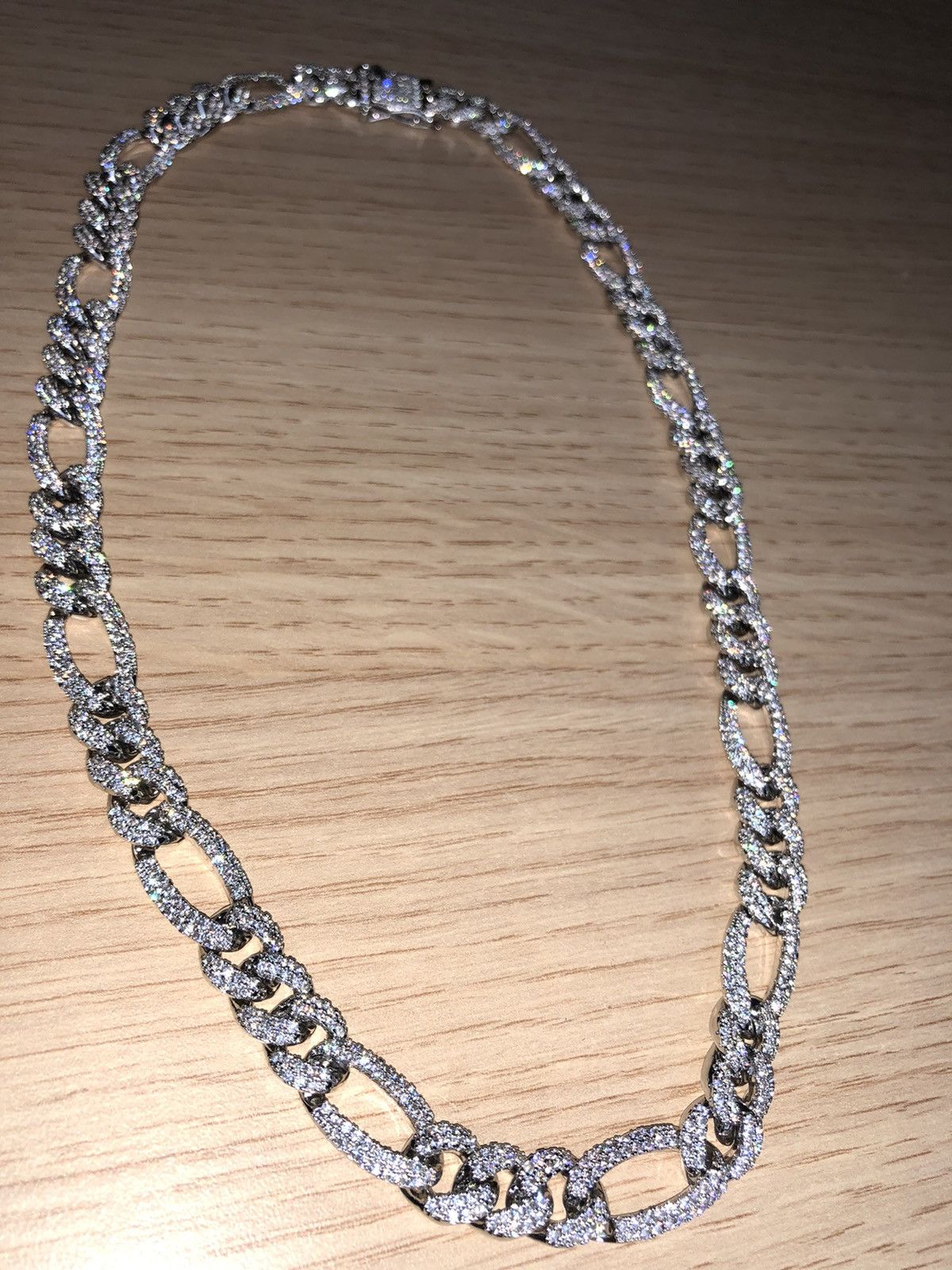 Iced Out Figaro Cuban Necklace Diamond Chain Figaro Chain