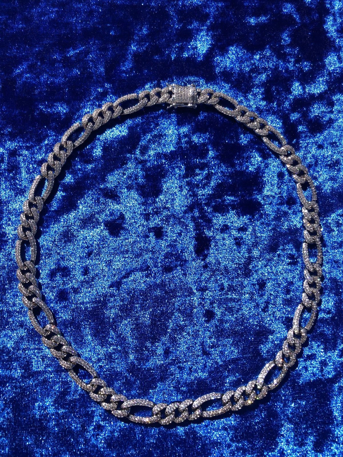 Iced Out Figaro Cuban Necklace Diamond Chain Figaro Chain