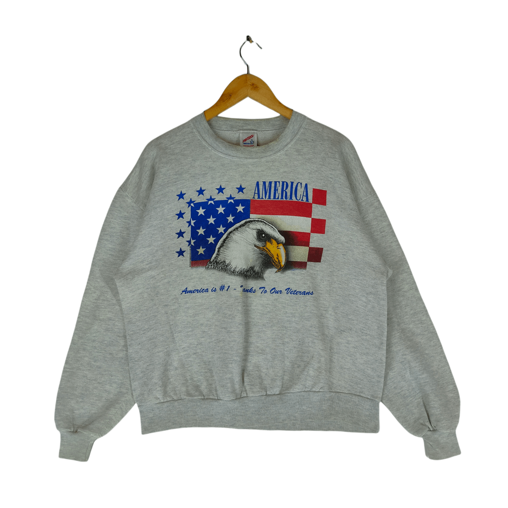 Vintage AMERICA EAGLE Big Print Flag Pullover Sweatshirt