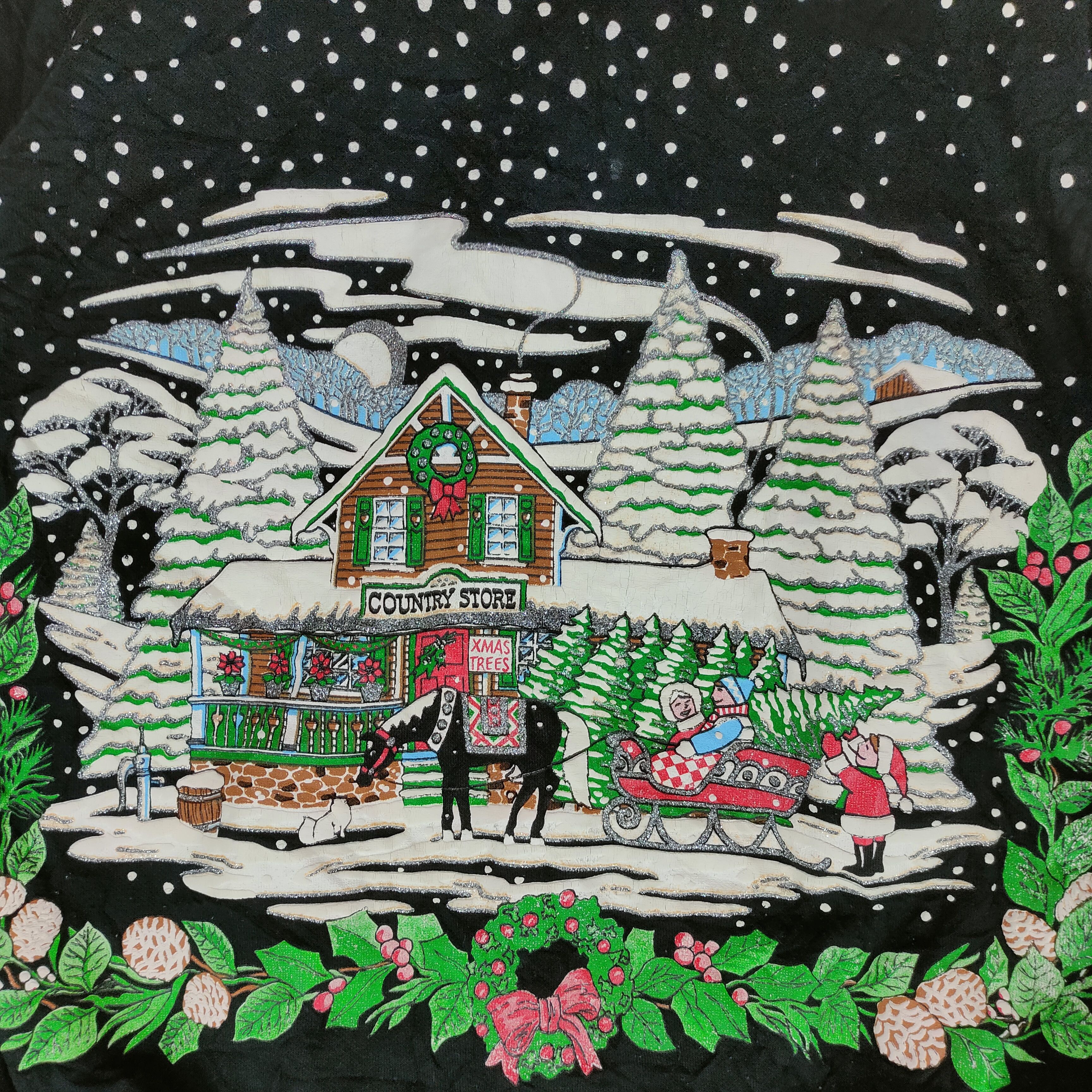 Vintage Vintage CHRISTMAS SANTA SNOW Fullprint Pullover Sweatshirt Size US L / EU 52-54 / 3 - 3 Thumbnail