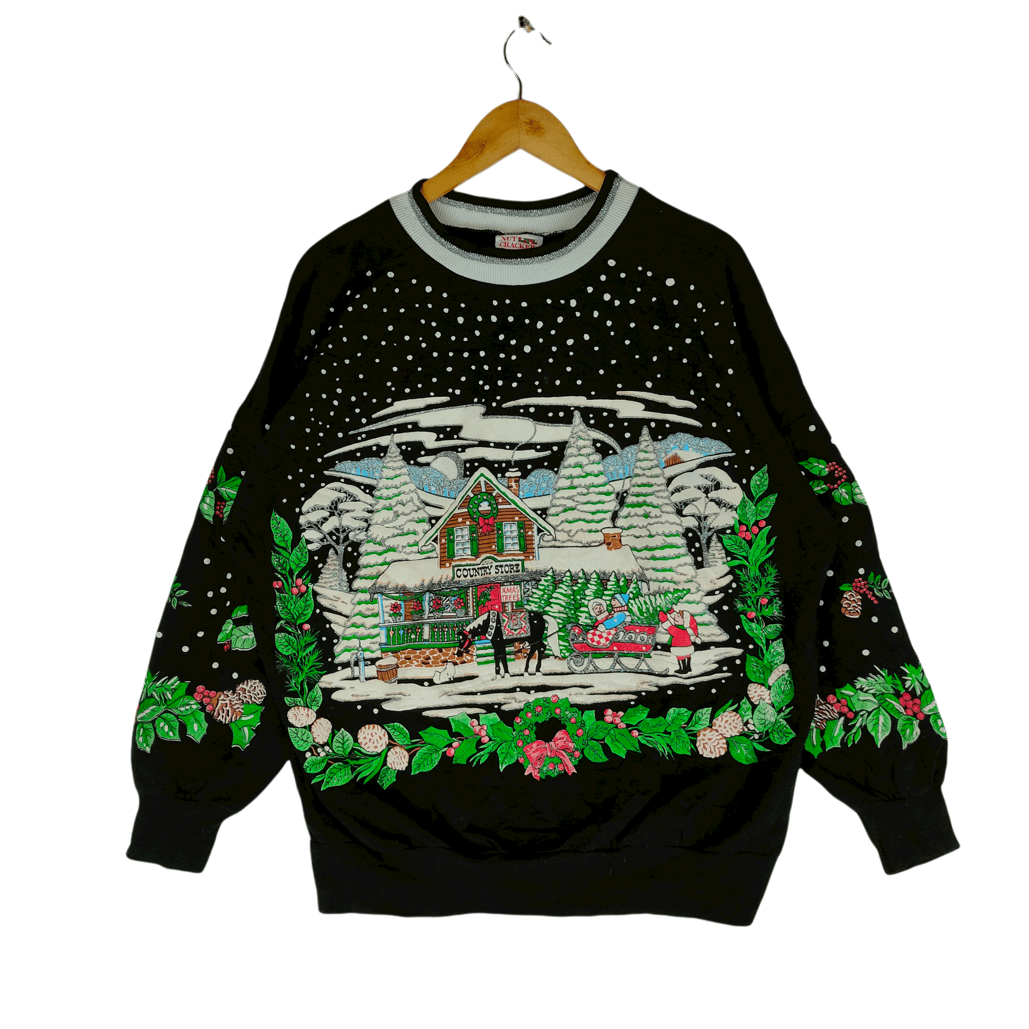 Vintage Vintage CHRISTMAS SANTA SNOW Fullprint Pullover Sweatshirt Size US L / EU 52-54 / 3 - 1 Thumbnail