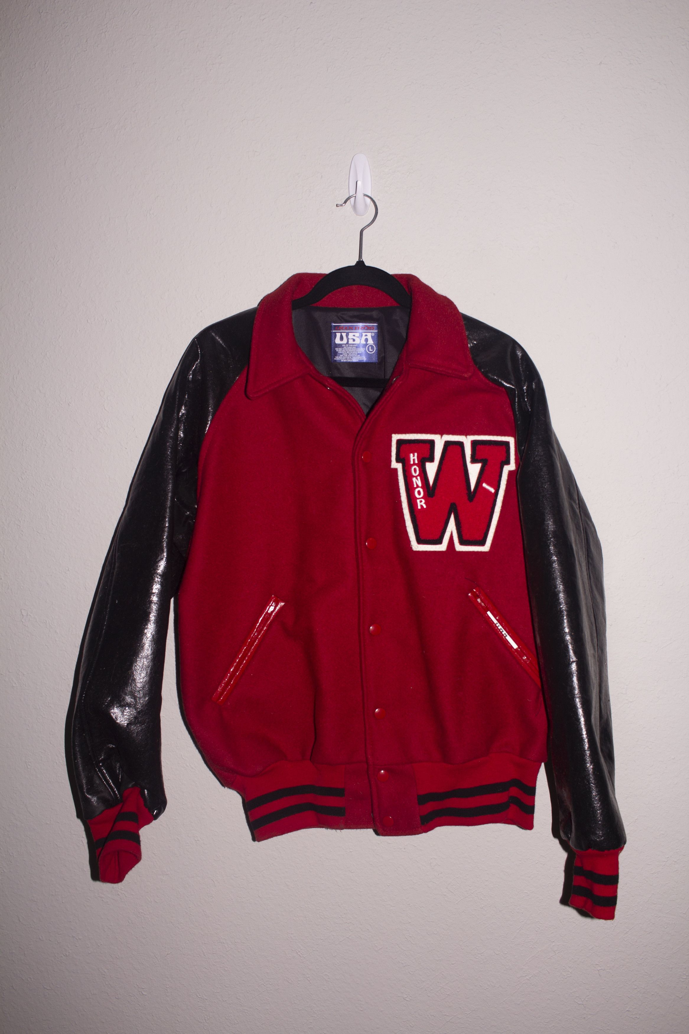 90s Red Varsity Bomber Jacket