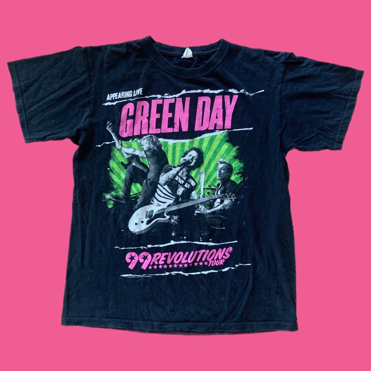 GREEN DAY Green Day Band T-shirt Band T Men's L size cotton black type Vintage Second Hand