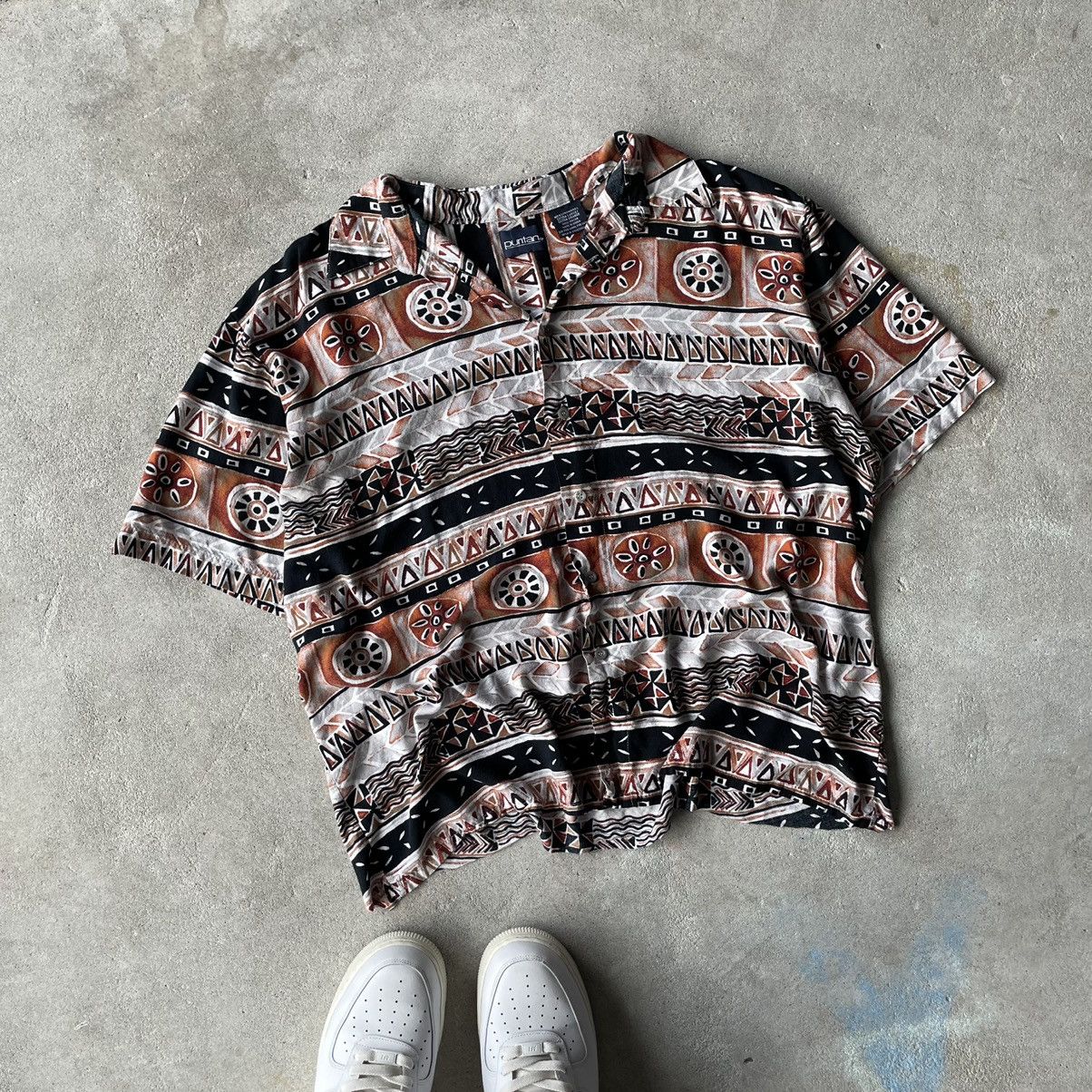 Vintage Vintage 90’s cropped tribal camp collar shirt Size US L / EU 52-54 / 3 - 1 Thumbnail