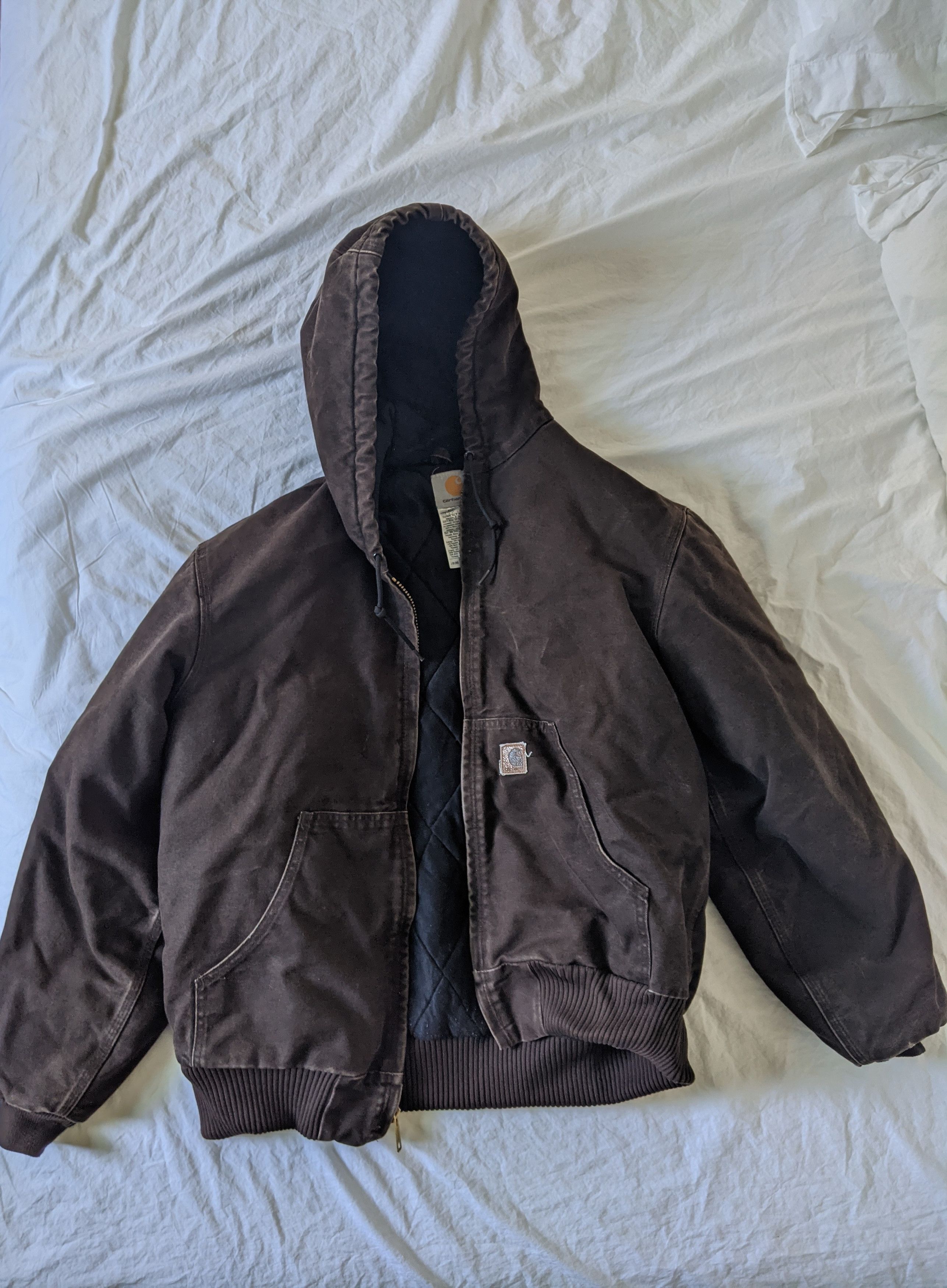 image of Carhartt x Vintage Hooded Bomber Jacket in Brown, Men's (Size Large)