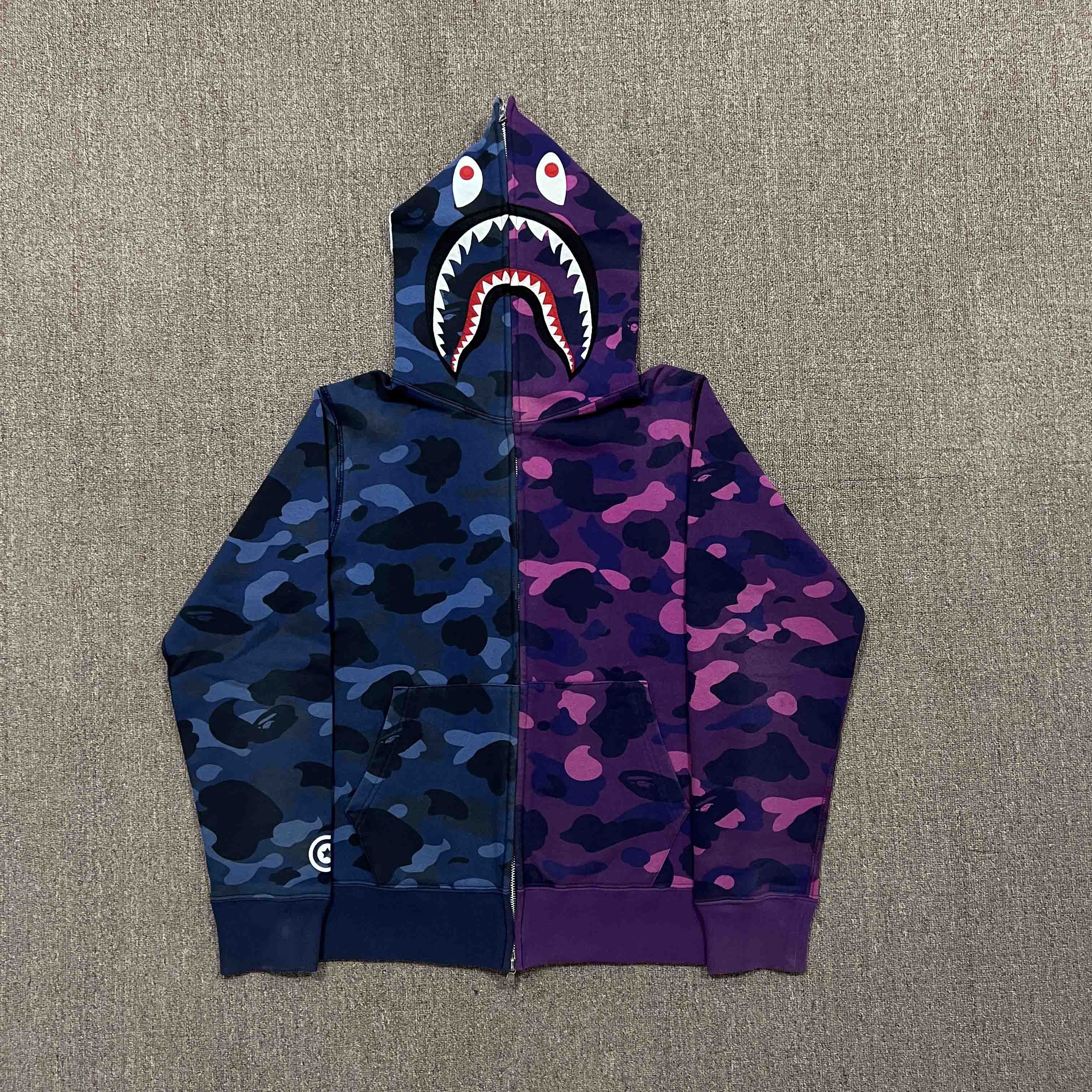 Bape Bape Purple&Blue Camo Shark Hoodie | Grailed