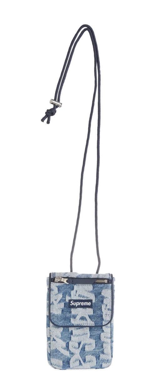 Supreme Fat Tip Jacquard Denim Neck Pouch Blue