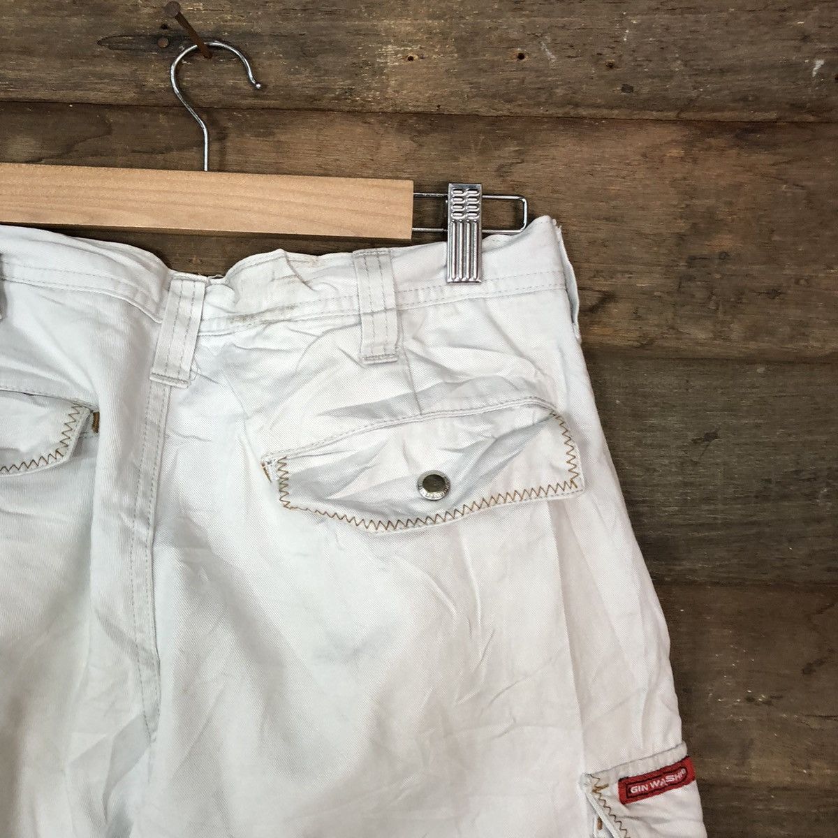 Japanese Brand Ginwash White Faded Cargo Multipocket Pants #H452 Size US 32 / EU 48 - 16 Thumbnail