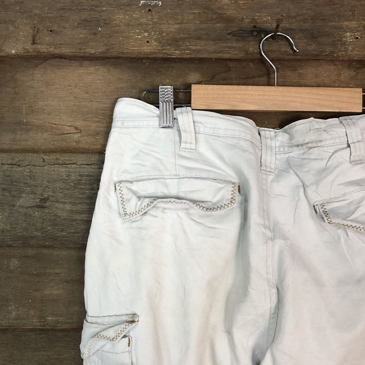 Japanese Brand Ginwash White Faded Cargo Multipocket Pants #H452 Size US 32 / EU 48 - 15 Thumbnail