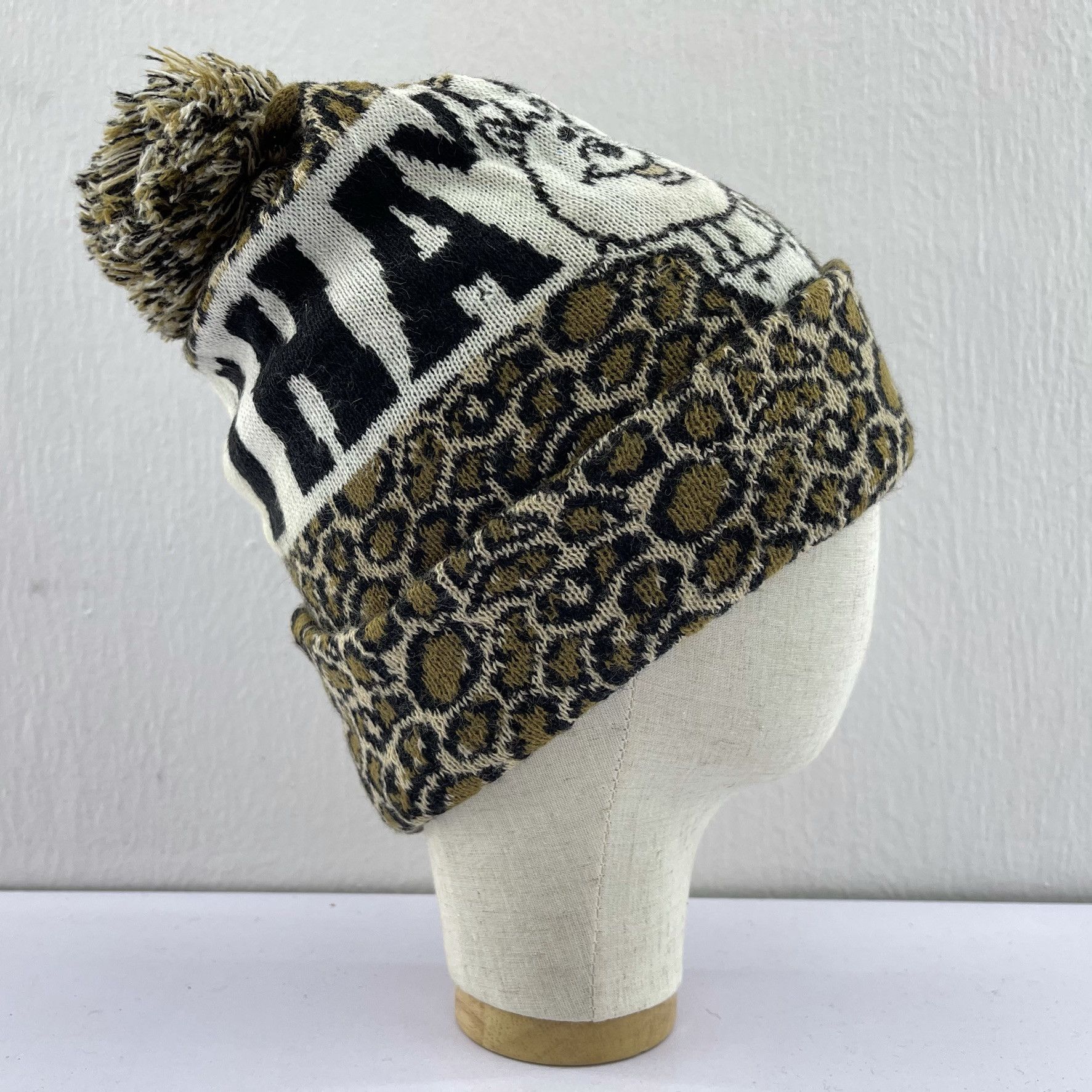 Japanese Brand WC Made In Japan Leopard Design Beanie Hats-BH2066 Size ONE SIZE - 5 Thumbnail