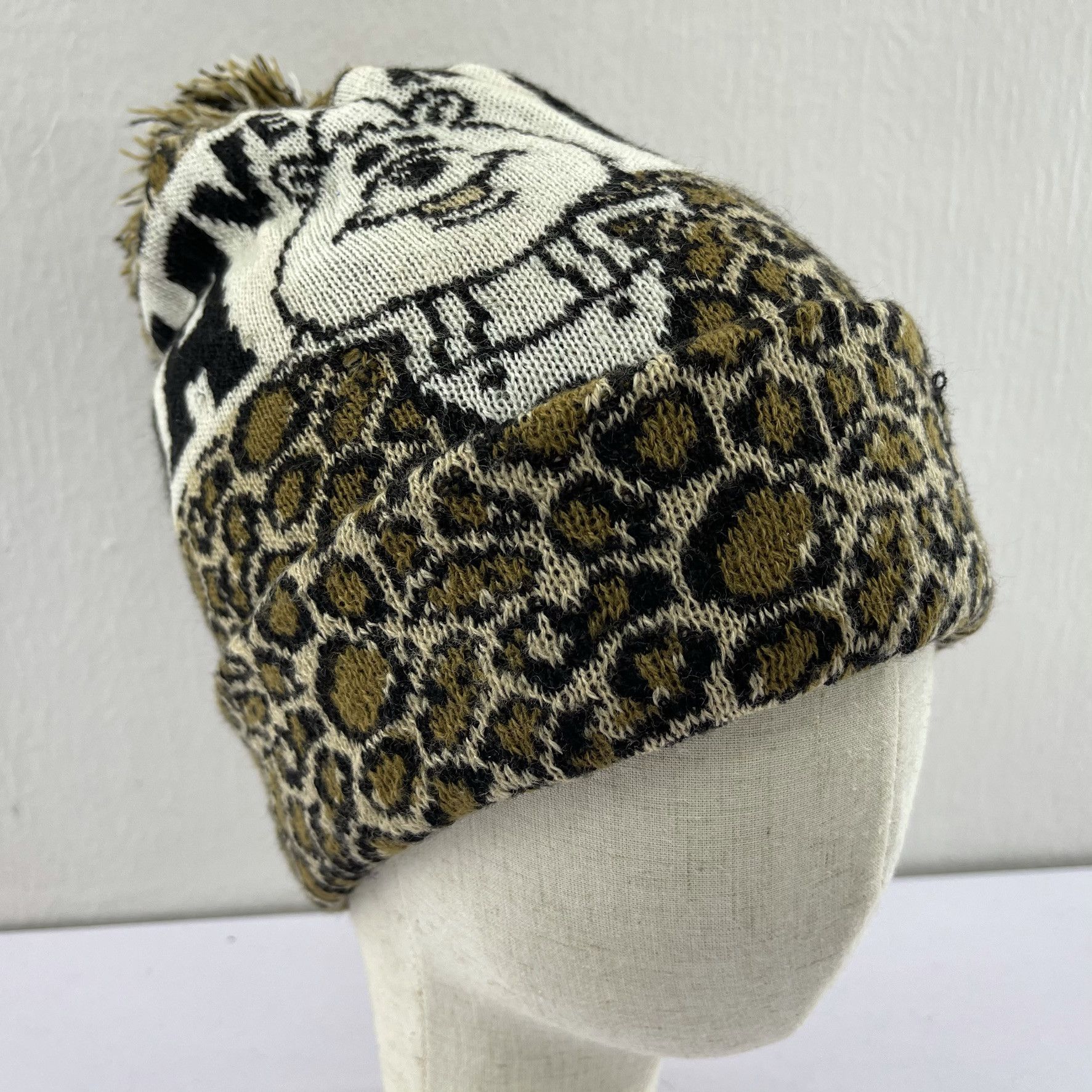 Japanese Brand WC Made In Japan Leopard Design Beanie Hats-BH2066 Size ONE SIZE - 3 Thumbnail