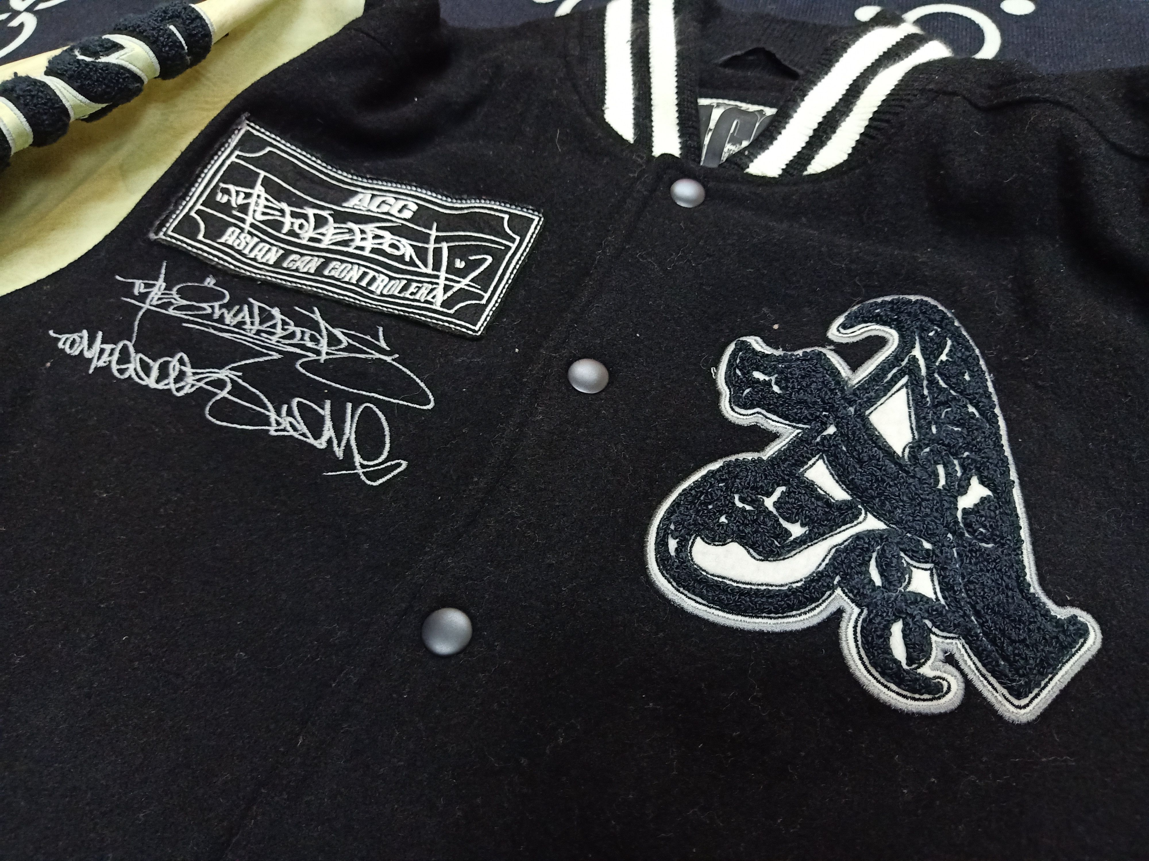 Japanese Brand ACC ASIAN CAN CONTROLERZ Leather Sleeves Varsity Jacket Size US L / EU 52-54 / 3 - 6 Thumbnail