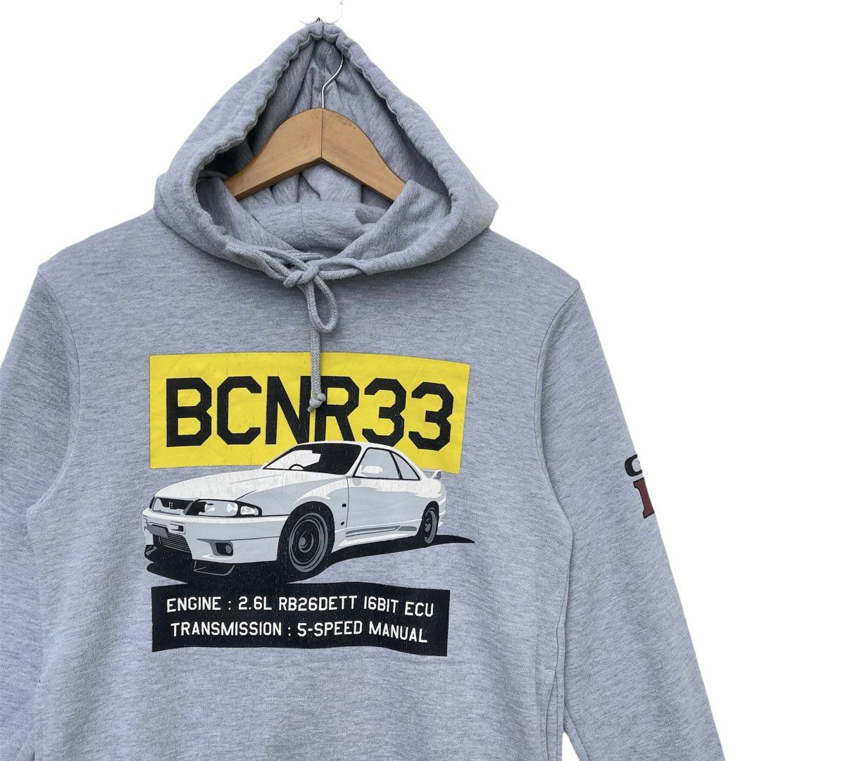 Japanese Brand Nissan Skyline GTR BCNR 33 Big Logo Hoodie | S | Automive Size US XS / EU 42 / 0 - 4 Thumbnail
