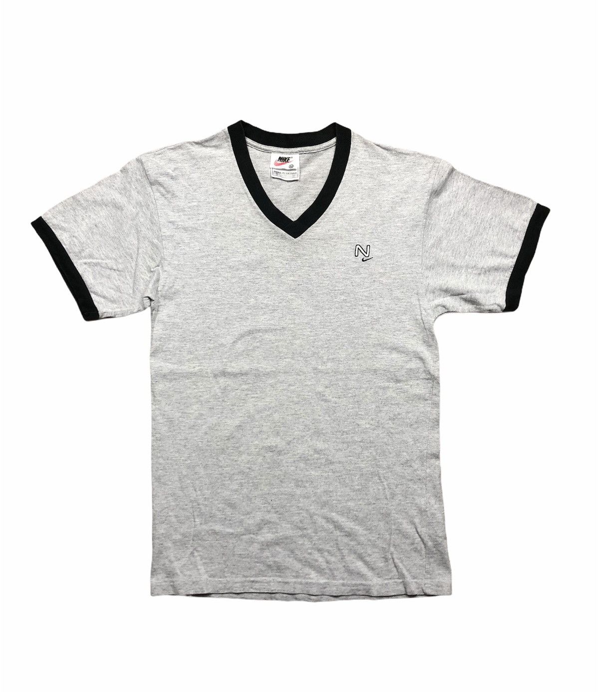 Vintage Nike Small Swoosh V-Neck Ringer T-Shirt