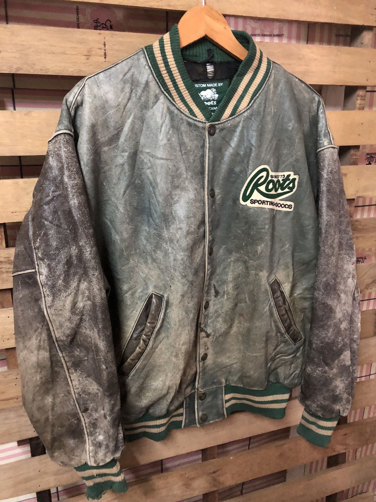 Vintage 70s Root’s Sporting Ford Varsity Jacket Distressed