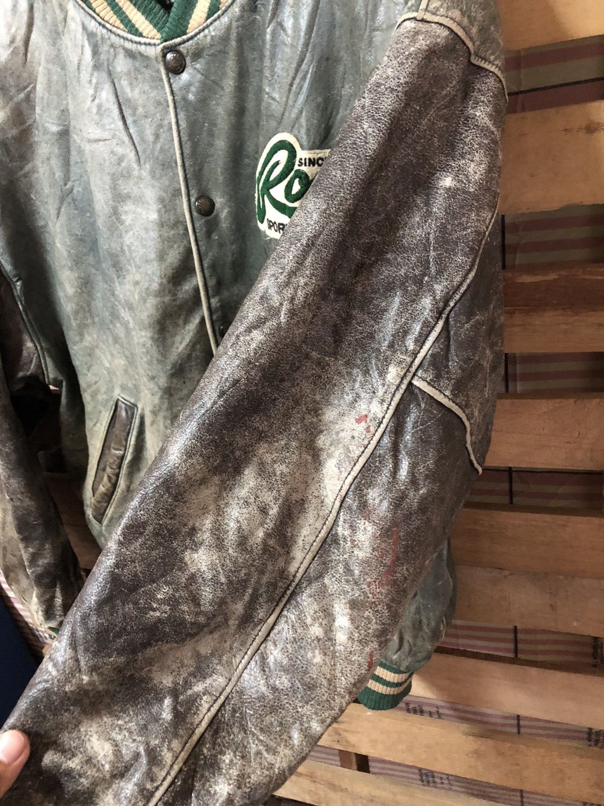 Vintage 70s Root’s Sporting Ford Varsity Jacket Distressed