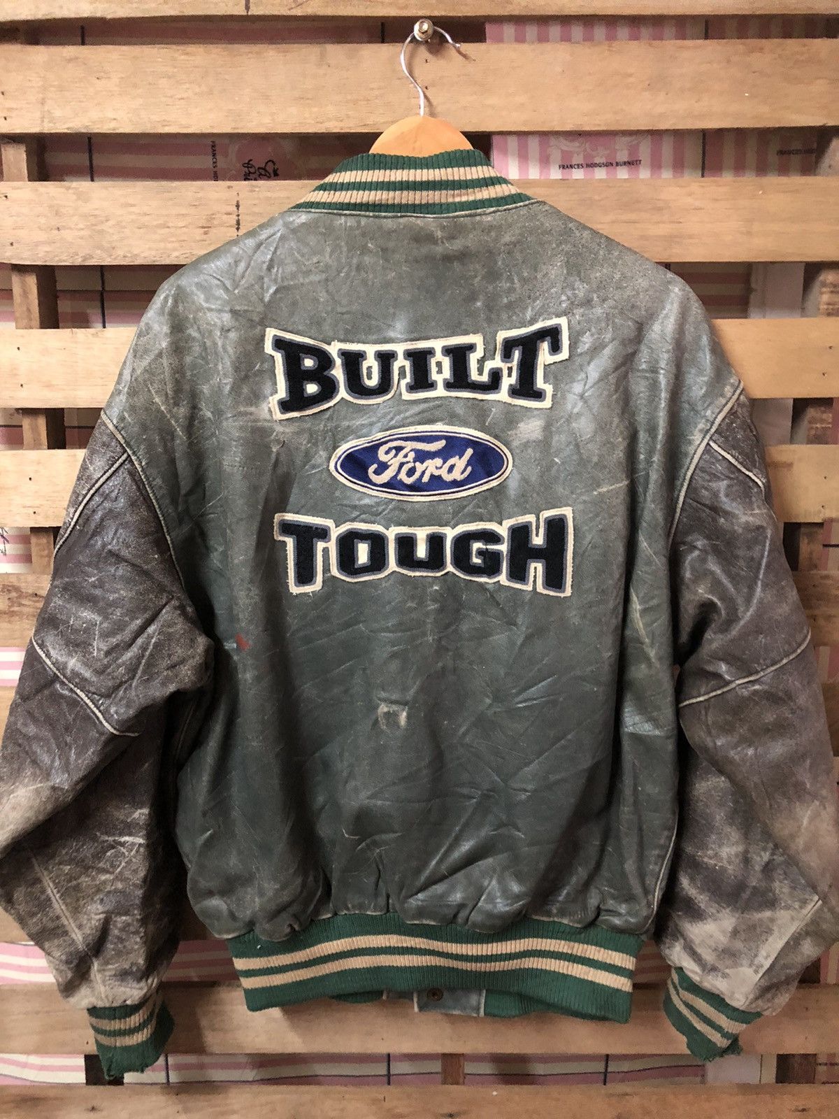 Vintage 70s Root’s Sporting Ford Varsity Jacket Distressed
