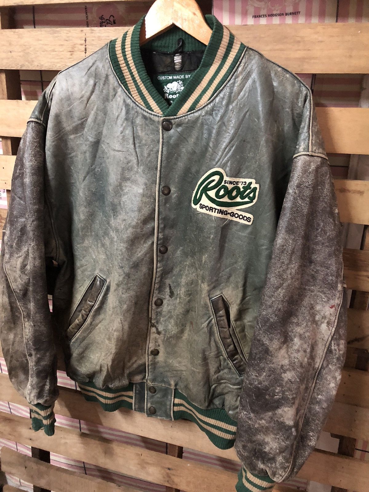 Vintage 70s Root’s Sporting Ford Varsity Jacket Distressed