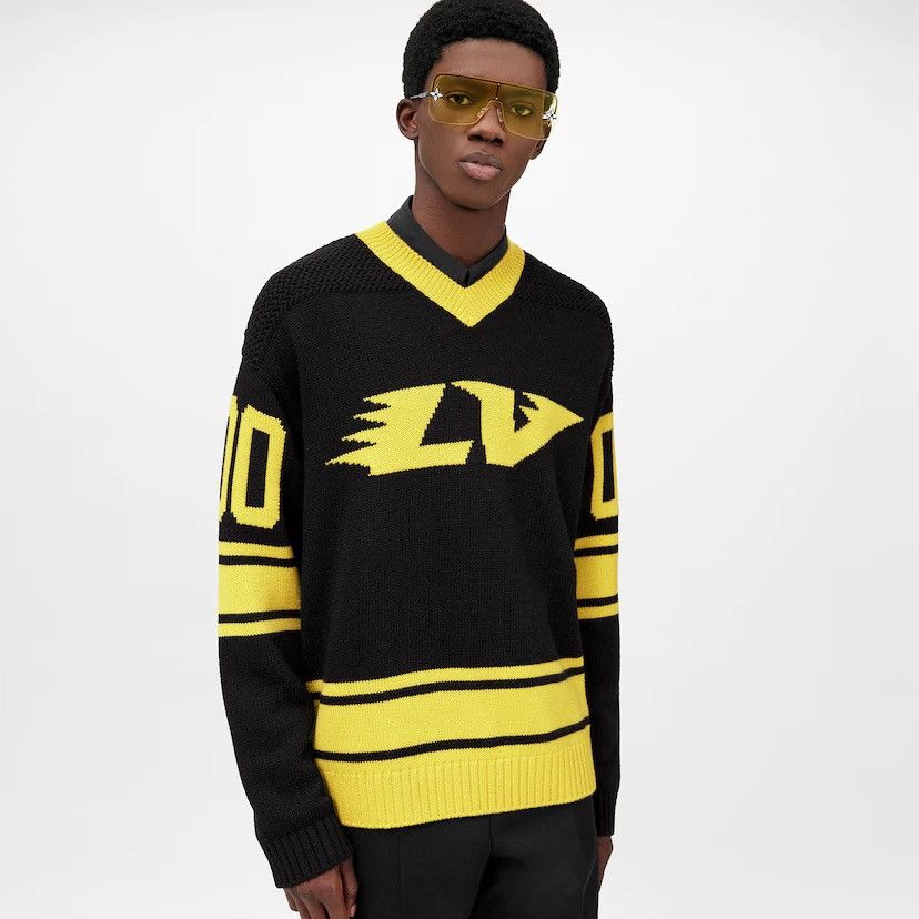 YOKE INTARSIA CREWNECK SWEATER YELLOW