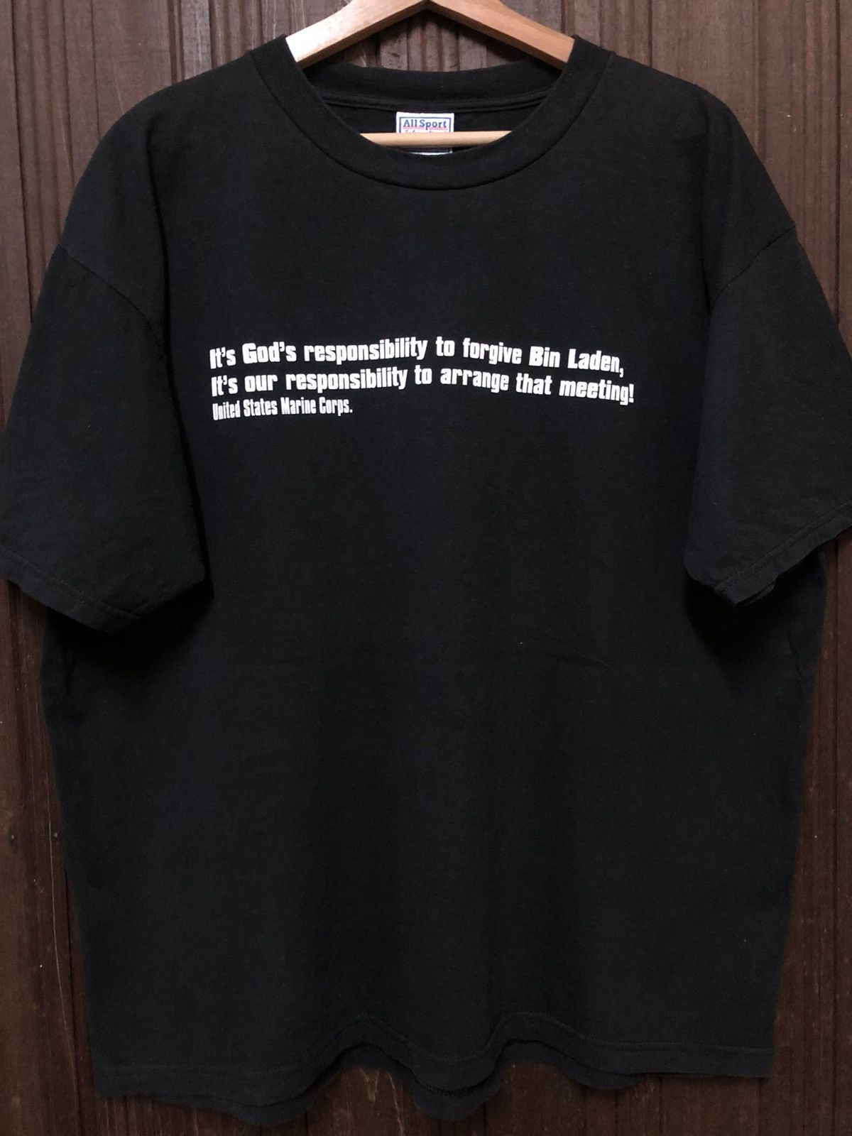 Vintage Vintage Osama Bin Laden & USMC Promo Tee Shirt Size US XL / EU 56 / 4 - 1 Thumbnail