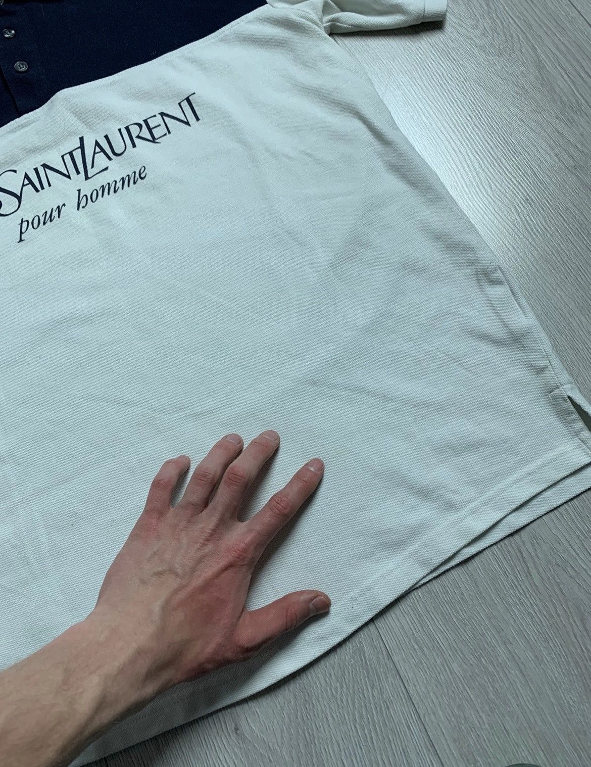 Vintage × Yves Saint Laurent Saint Laurent Vintage Polo Big Logo Navy / White Size US L / EU 52-54 / 3 - 4 Thumbnail