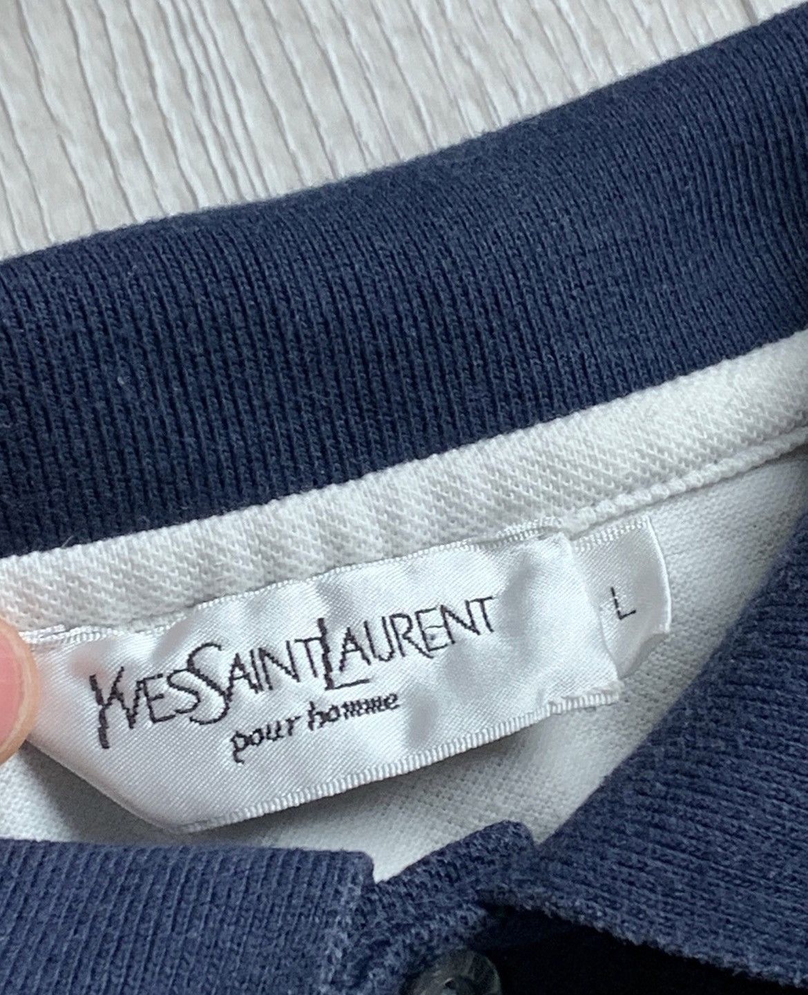 Vintage × Yves Saint Laurent Saint Laurent Vintage Polo Big Logo Navy / White Size US L / EU 52-54 / 3 - 7 Thumbnail