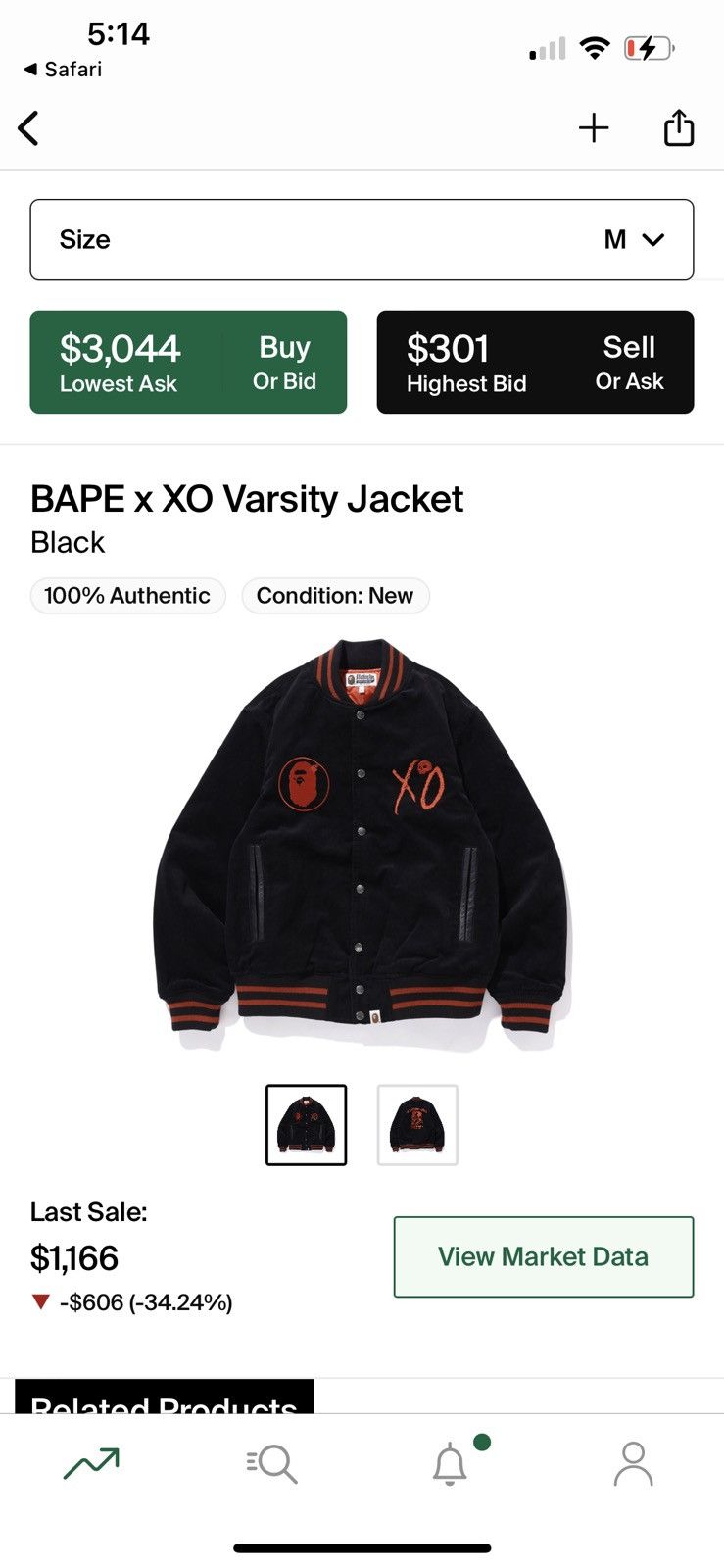 Bape × XO The Weeknd X A Bathing Ape XO Varsity Jacket Size US M / EU 48-50 / 2 - 7 Thumbnail