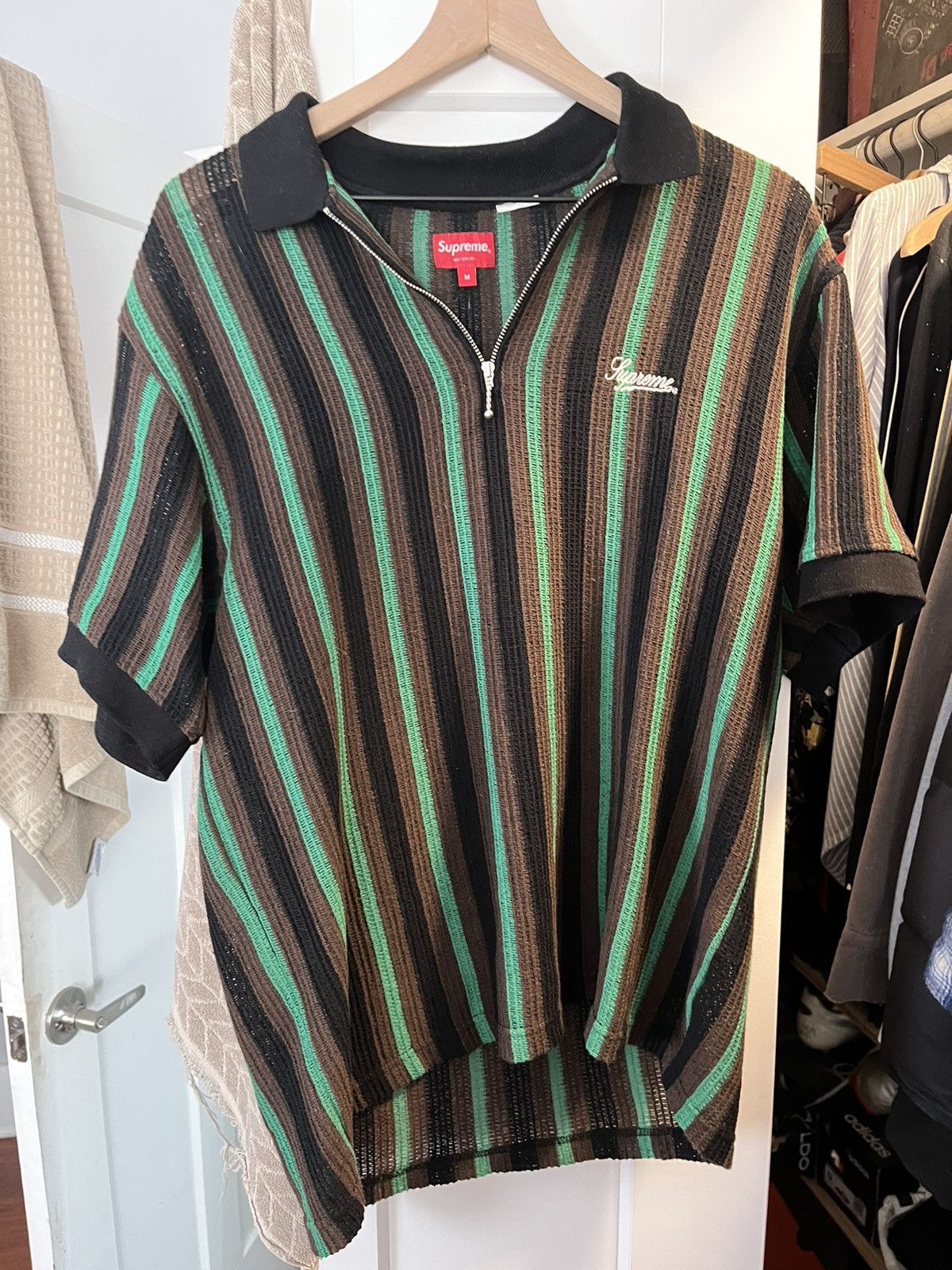 Supreme Supreme open knit stripe zip polo | Grailed