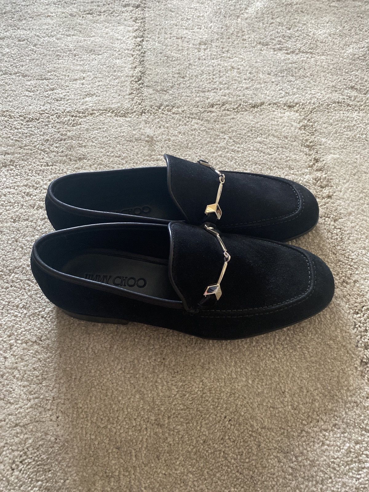 Jimmy Choo Jimmy Choo Marti Black Reverse Suede Loafers Size US 7 / EU 40 - 1 Thumbnail