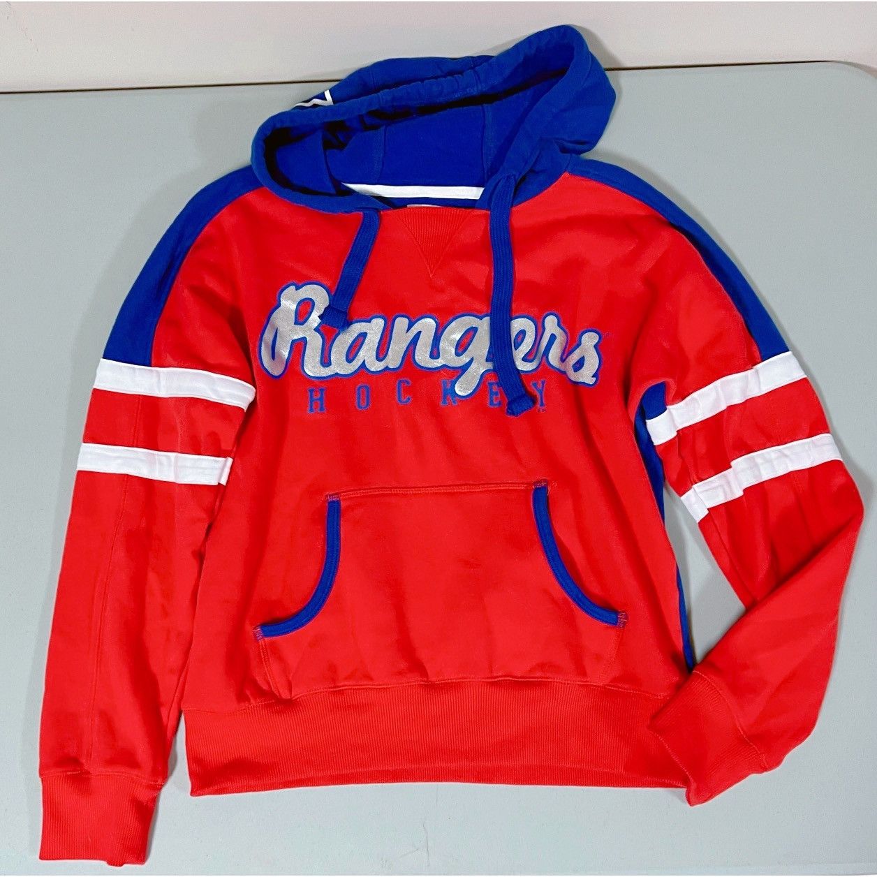 NHL NY Rangers Hockey Pullover Hoodie Sweatshirt Size L💙❤️✨
