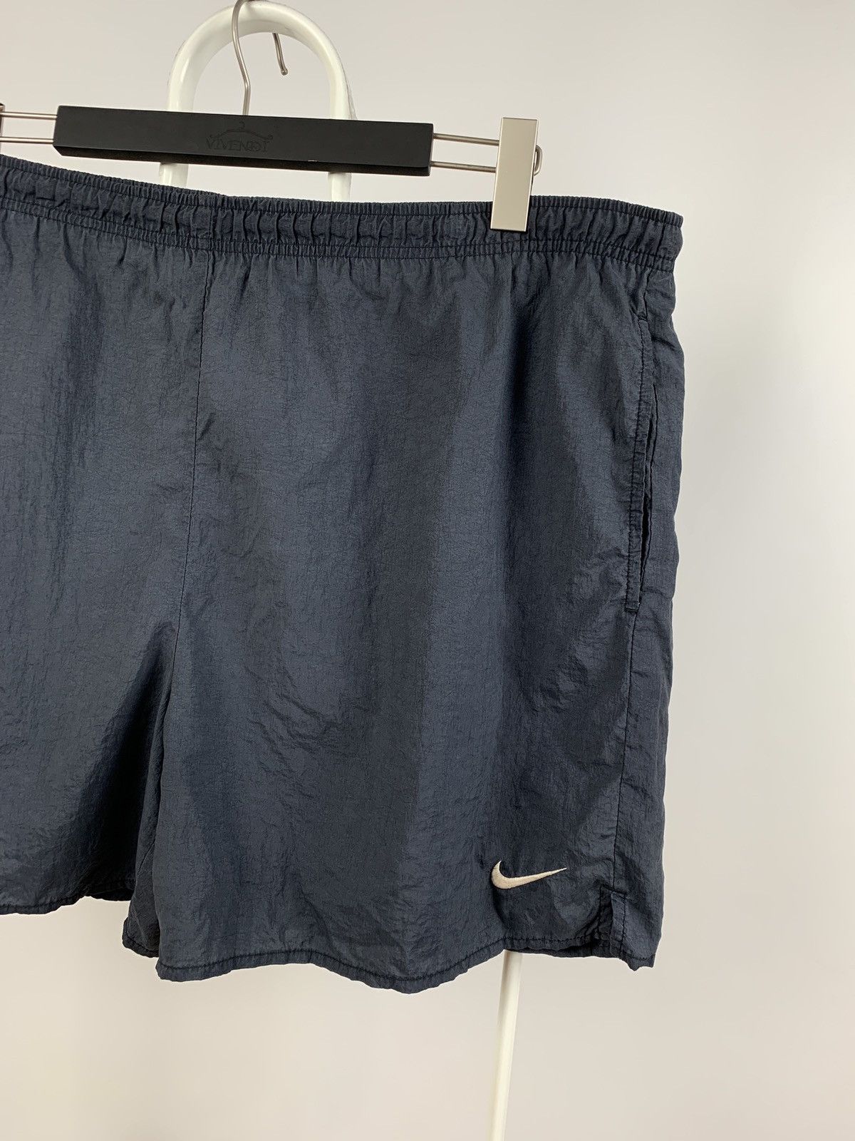 Nike 90s Vintage Nike Big Logo Swoosh Black Y2K Nylon Shorts Size US 38 / EU 54 - 7 Thumbnail