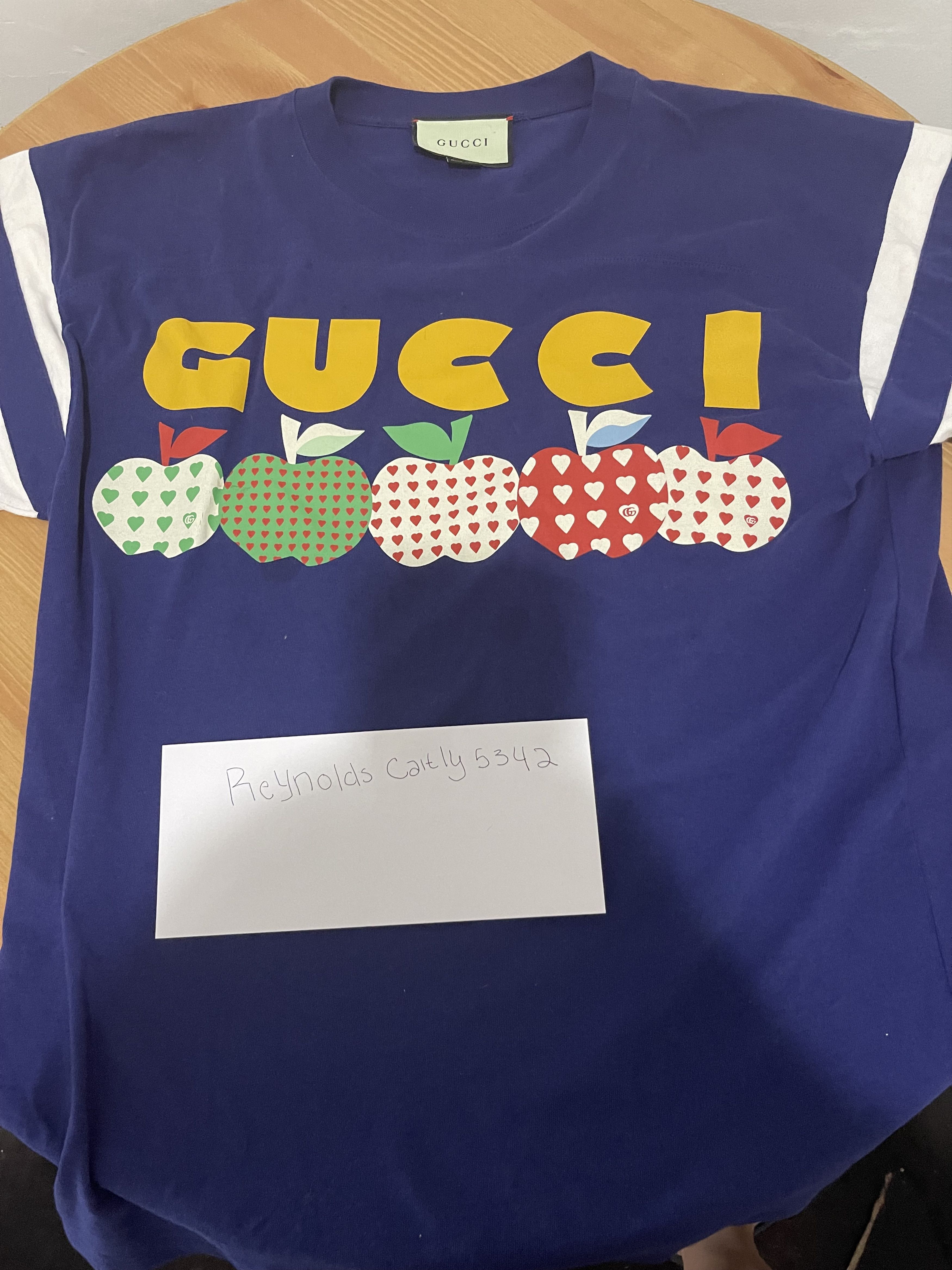 Gucci Gucci Men's Blue Les Pommes Print Cotton T-shirt | Grailed