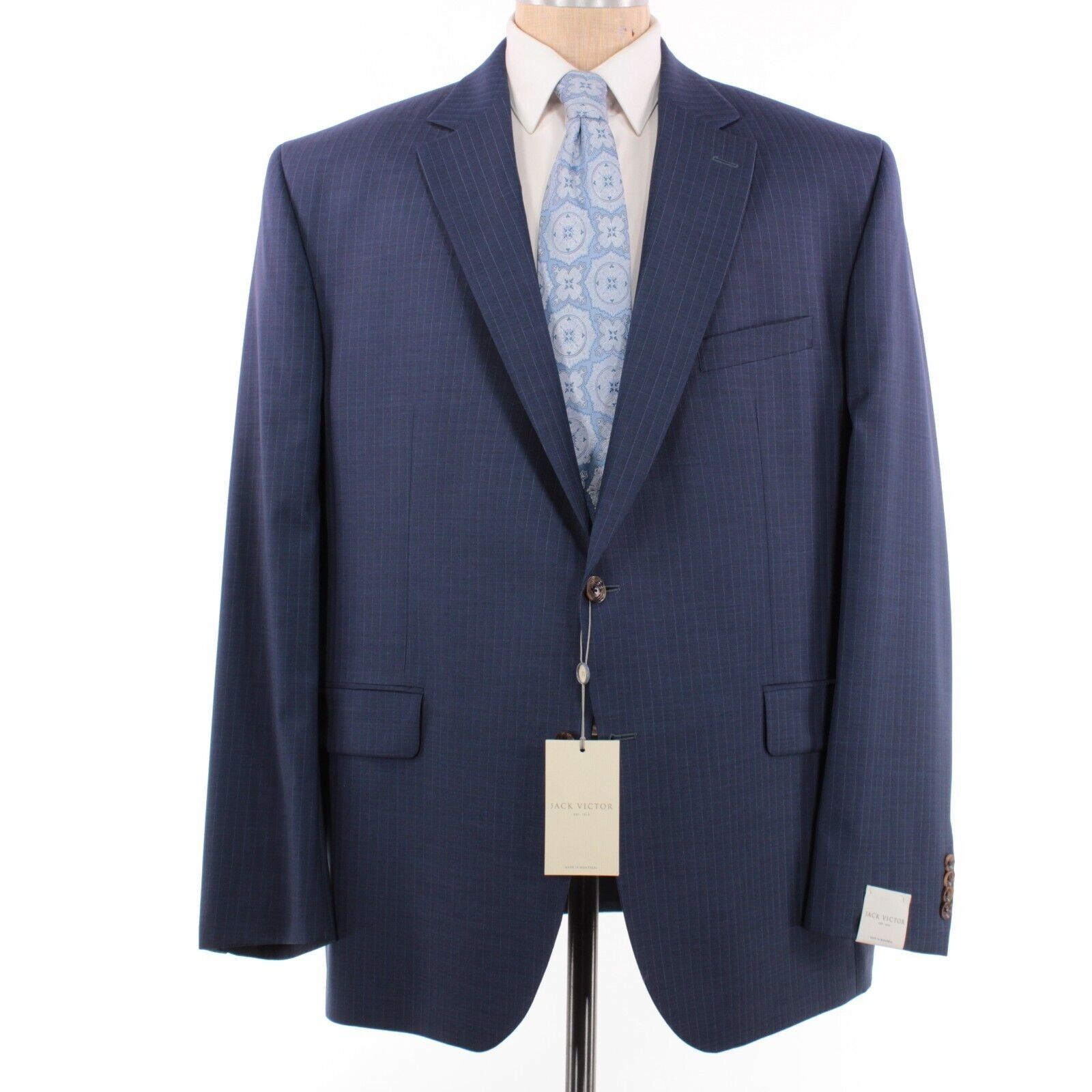 Costume Homme Caruso 100% Laine Taille 58R US (48R) - Bleu/Noir à Carreaux Avec Gris Clair - Neuf Avec étiquettes